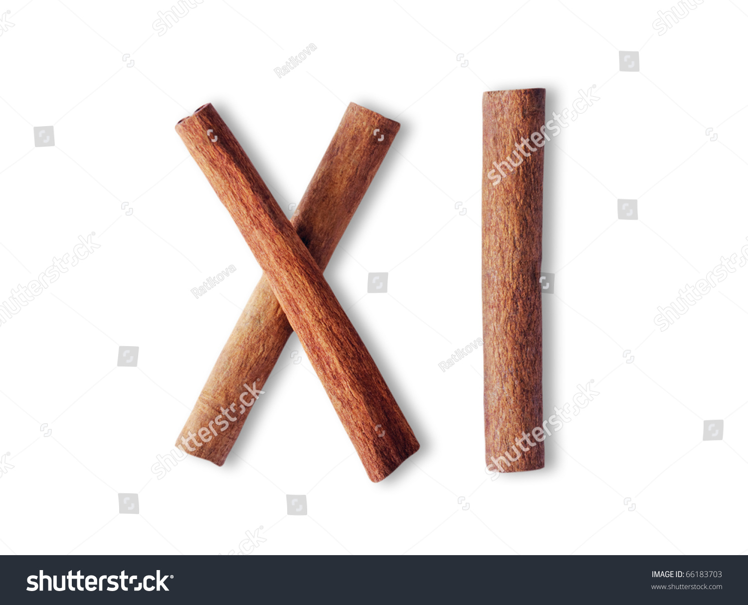 number-eleven-roman-numerals-from-cinnamon-sticks-isolated-on-the-white-with-paths-stock-photo