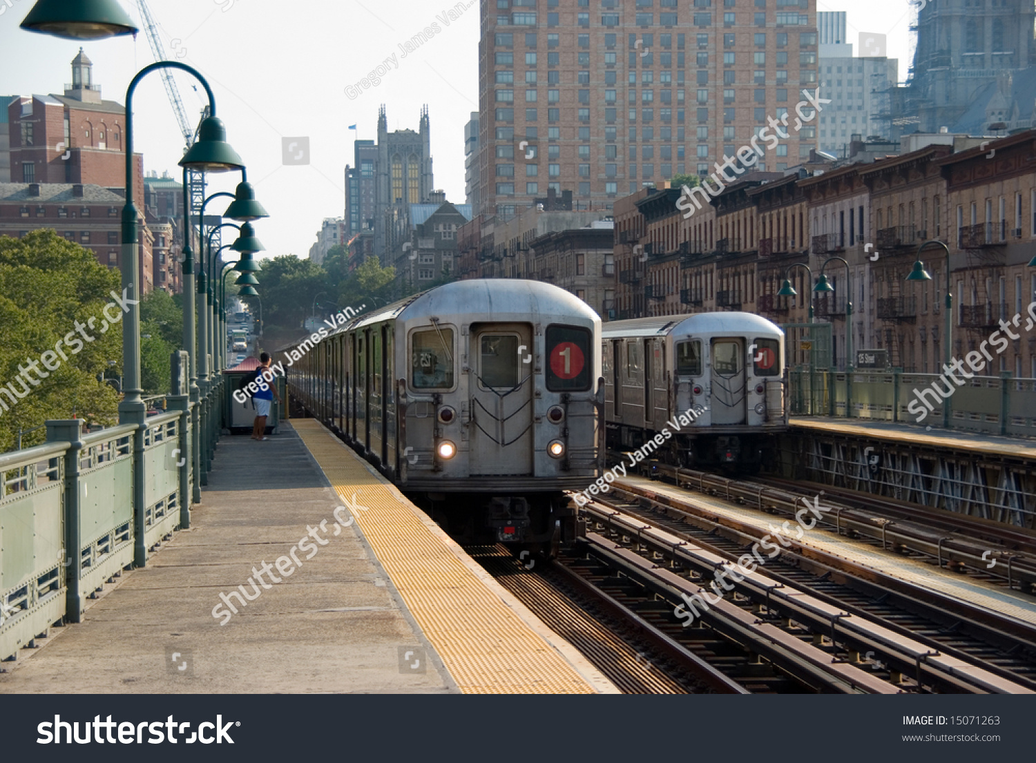 Number One Subway Train Approaching The 125th Street Elevated Station ...