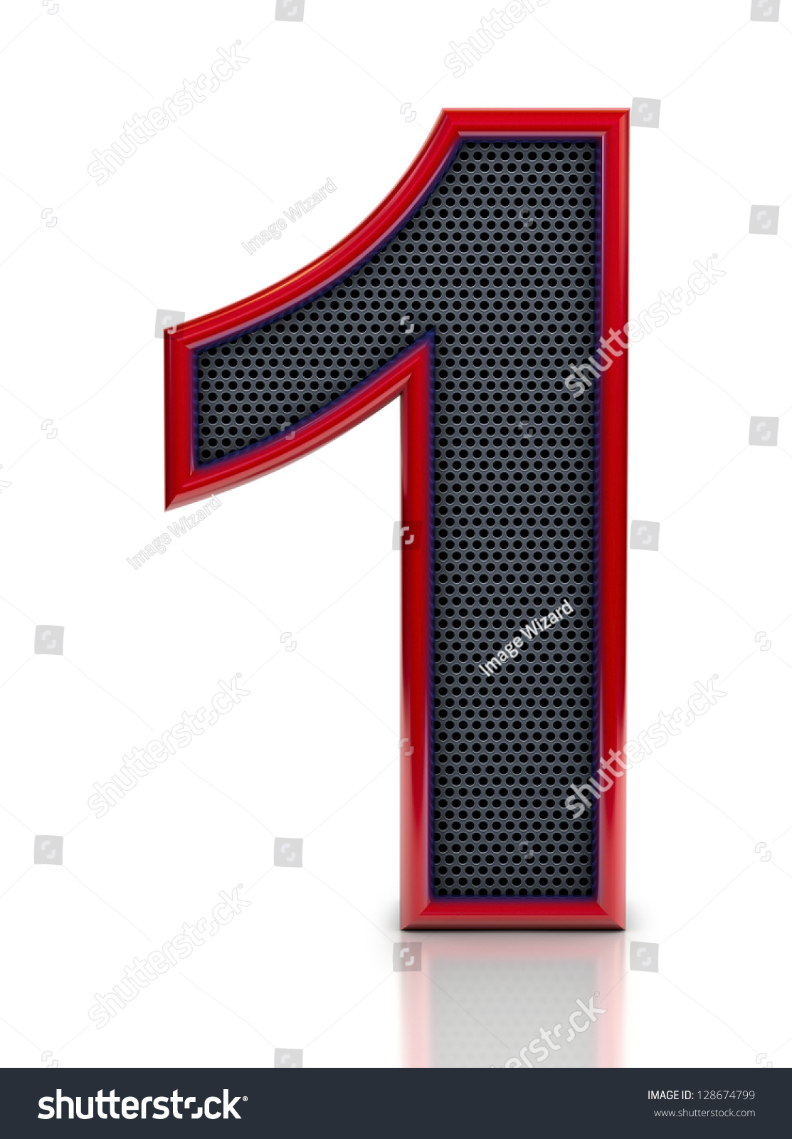 Number 1 Symbol With Grille Mesh Inside Isolated On White Background