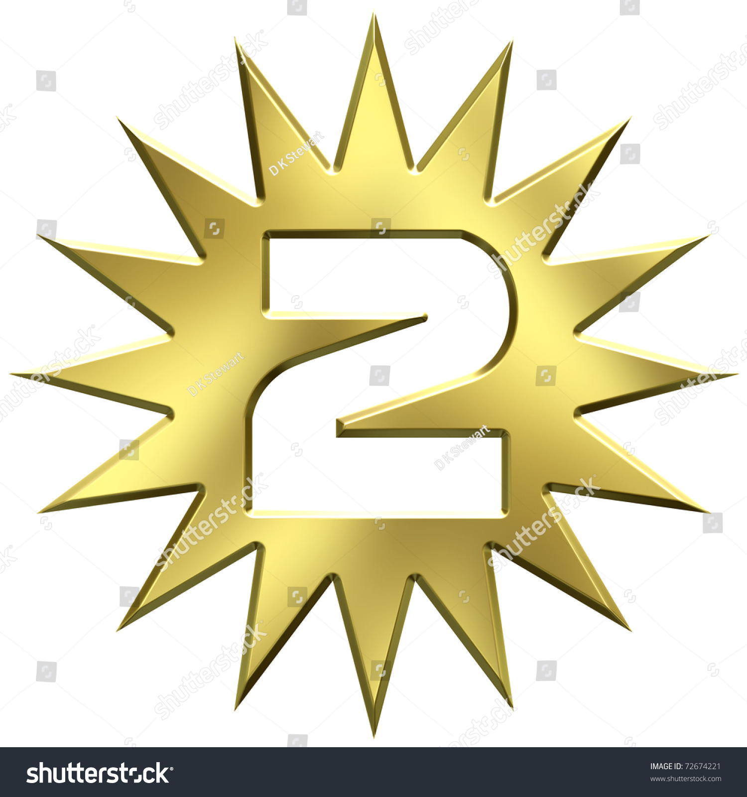 Number Two Gold Star Stock Photo 72674221 : Shutterstock