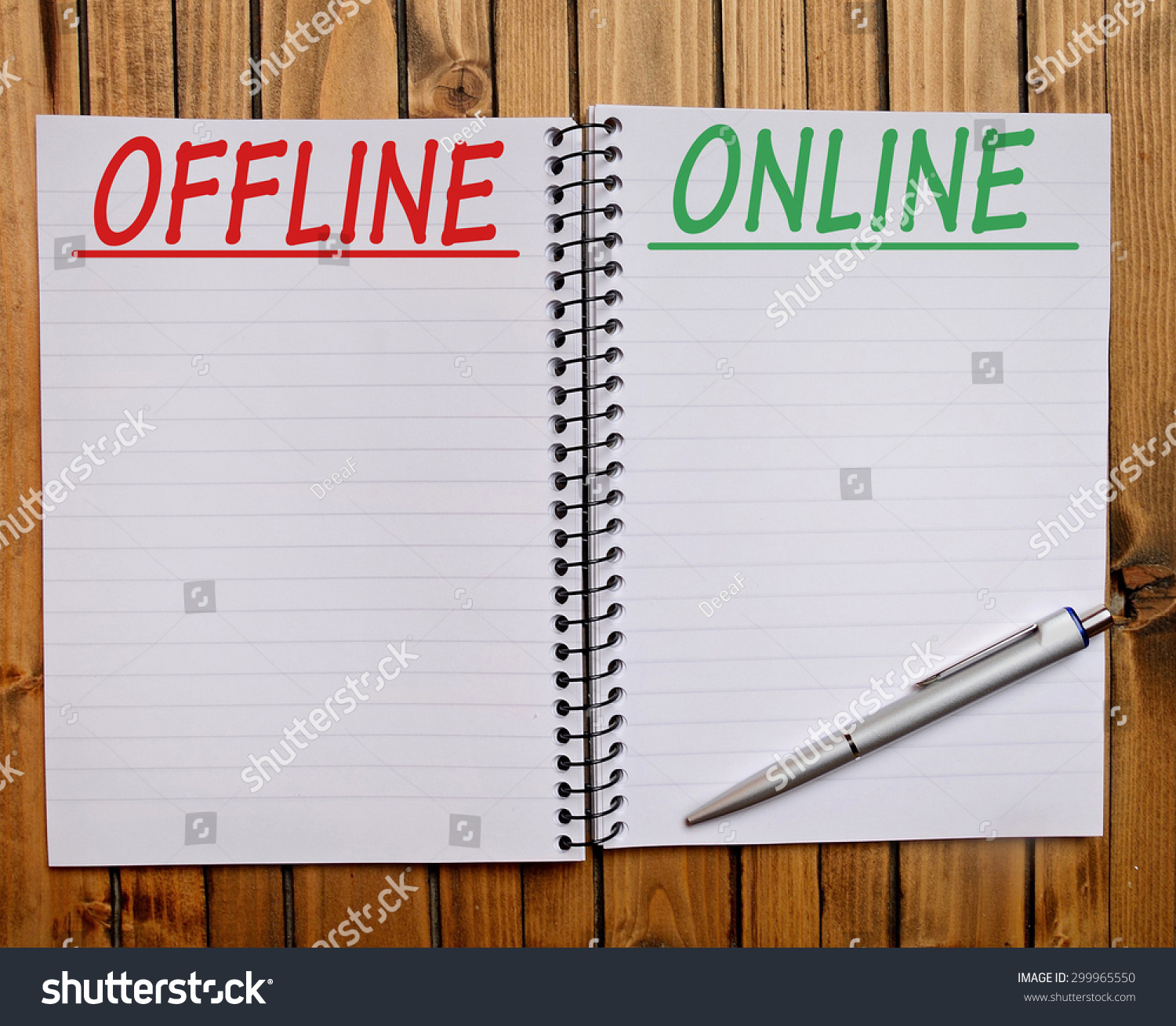 Offline Online Word On Notepad Stock Photo 299965550 Shutterstock