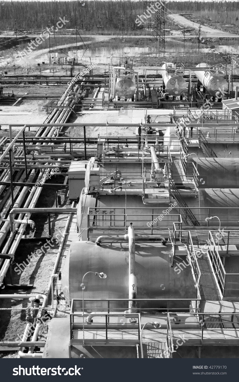 Refinery Center In West Siberia Refinery Center In West Siberia Black And White Stock