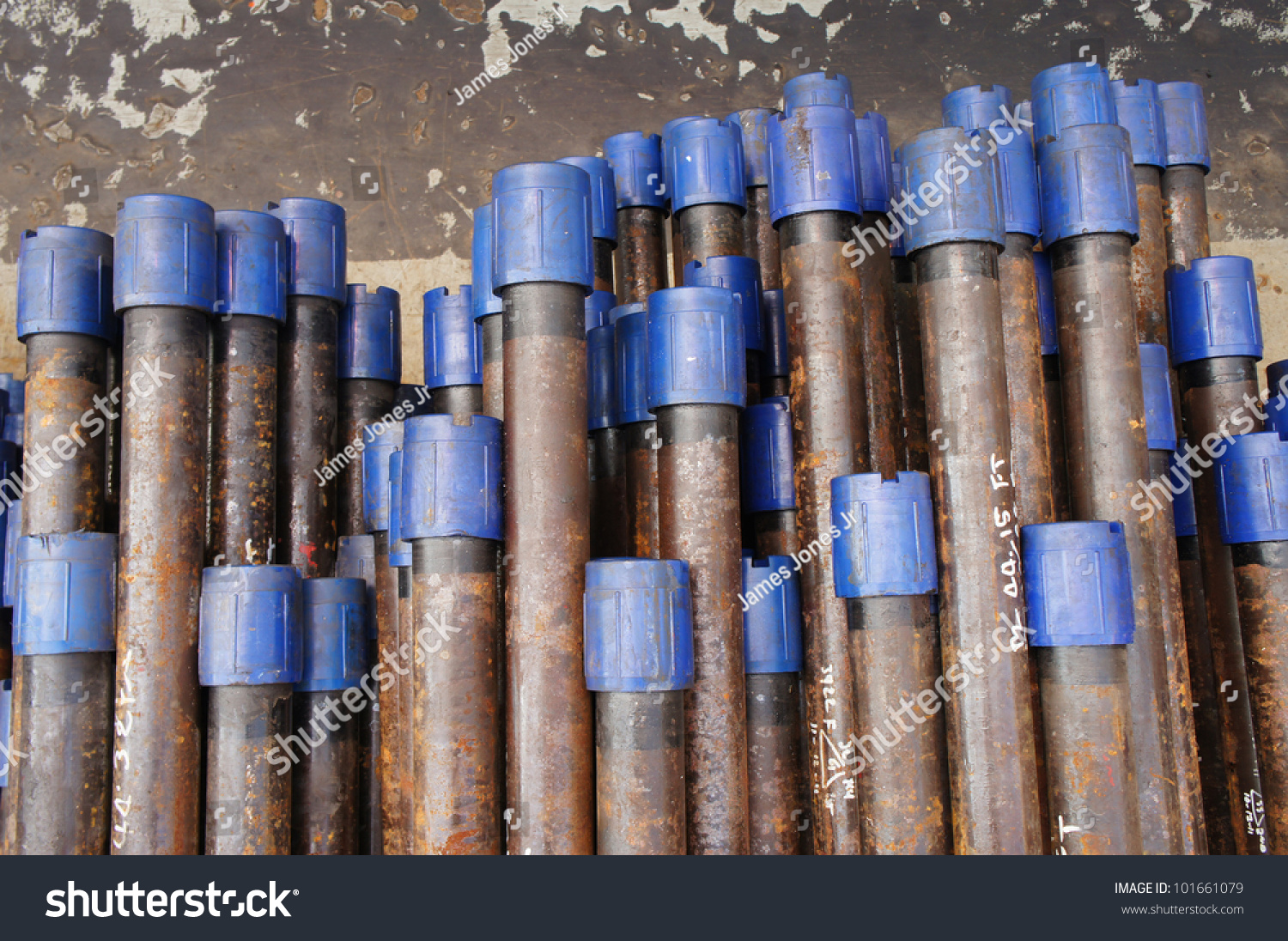 Oilfield Production Tubing Bundles On The Main Deck Of Drilling Rig