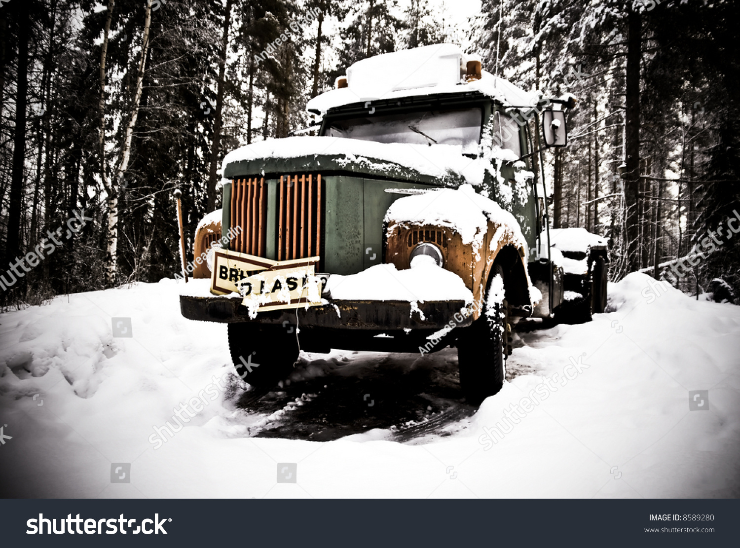 Broken Truck Left In The Snow Broken Truck Left In The Snow Stock Photo