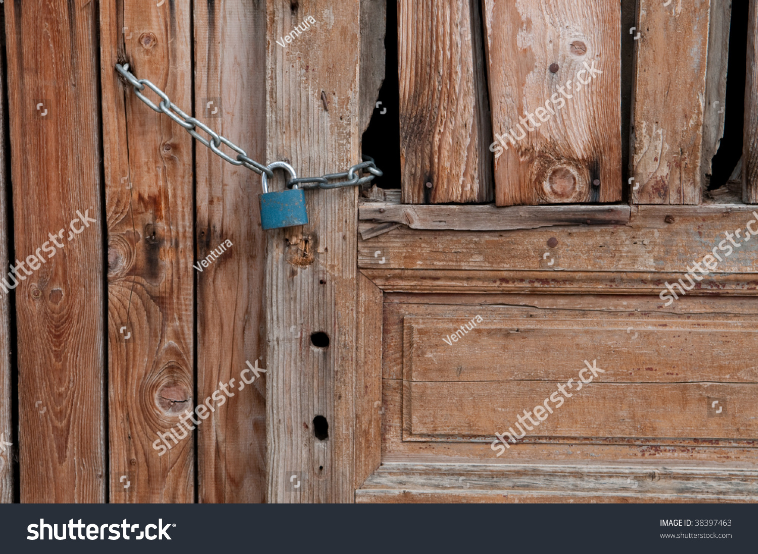 Old Broken Wooden Door Locked By Chain Stock Photo 38397463 : Shutterstock