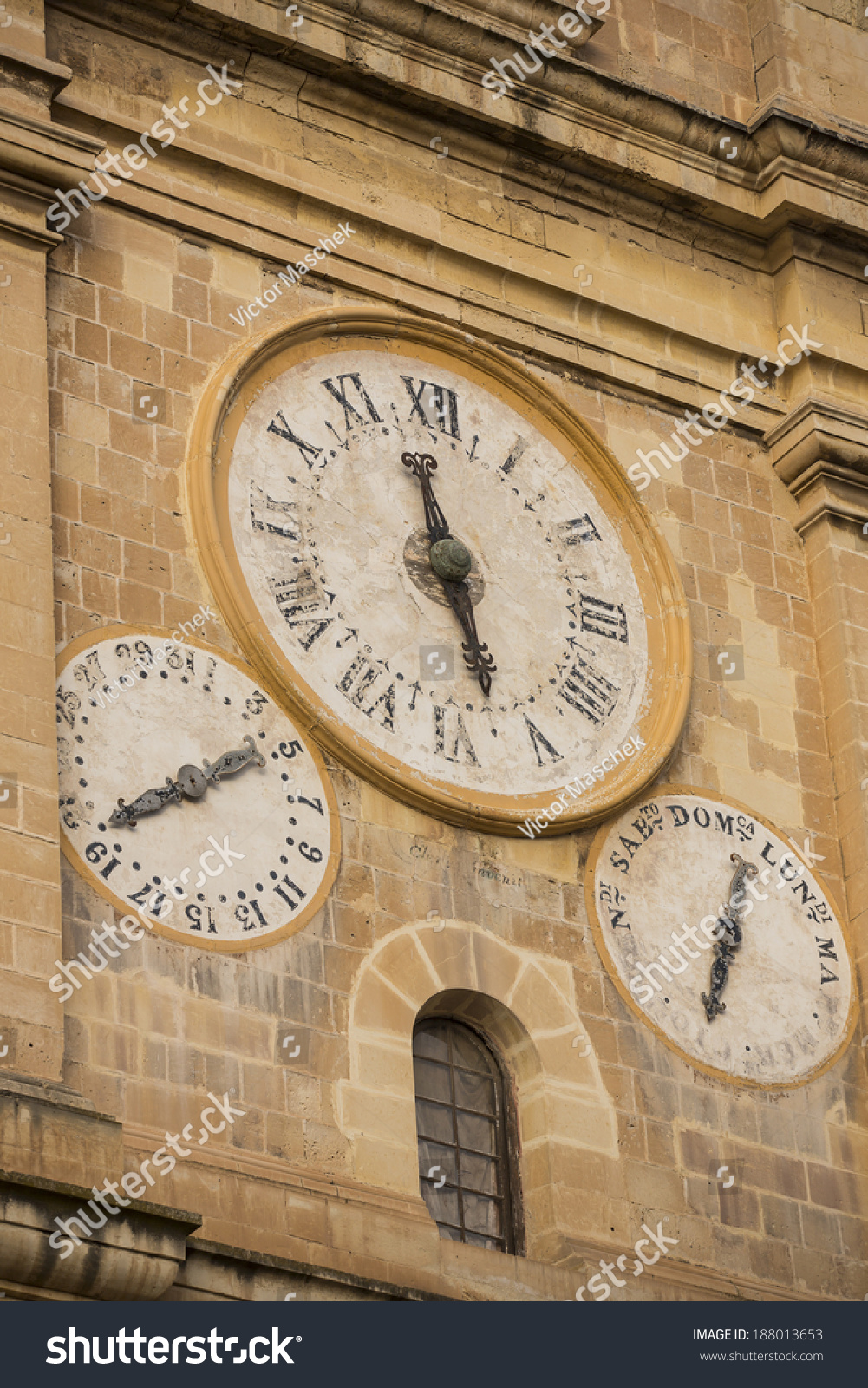 Old Clock At St. Johns CoCathedral, Located In Valletta, Malta, Which