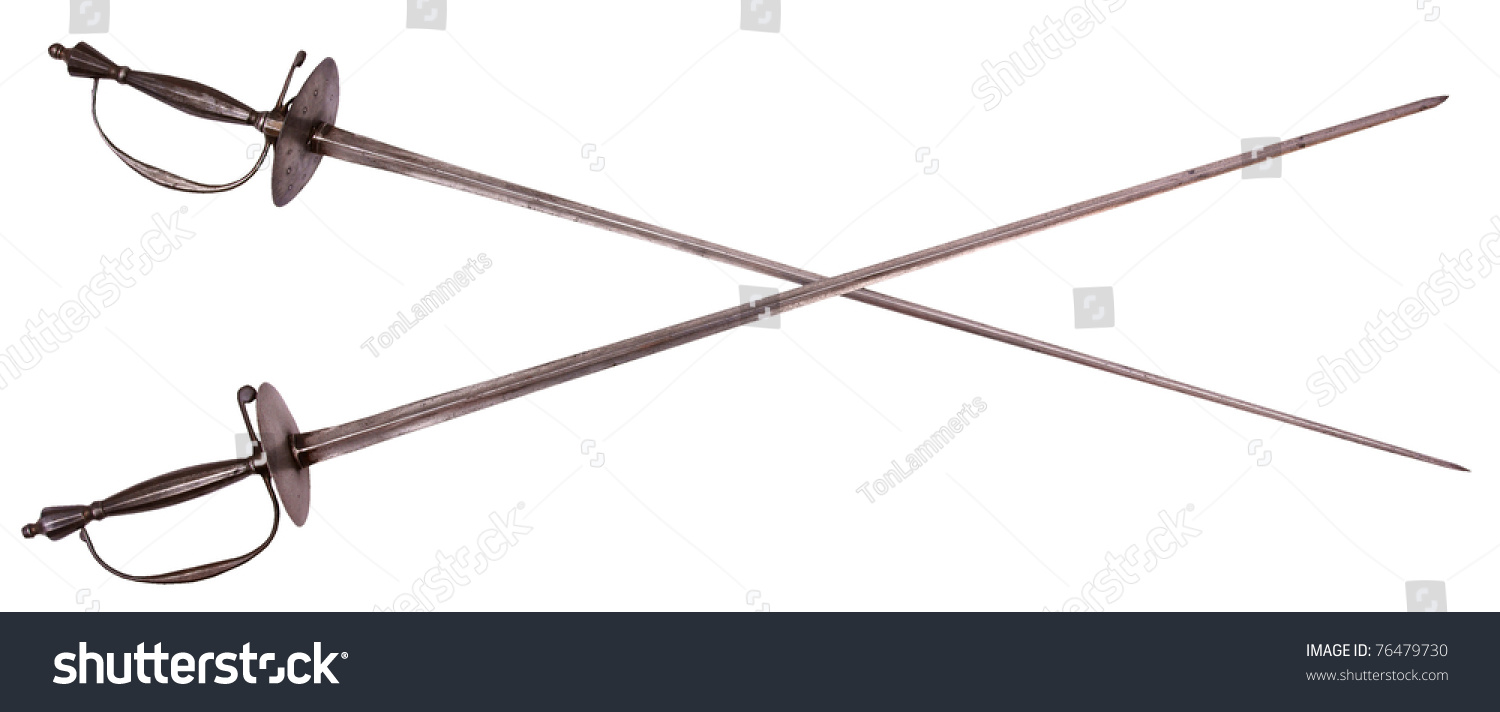 Old Crossed Rapiers Isolated On White Stock Photo 76479730 Shutterstock