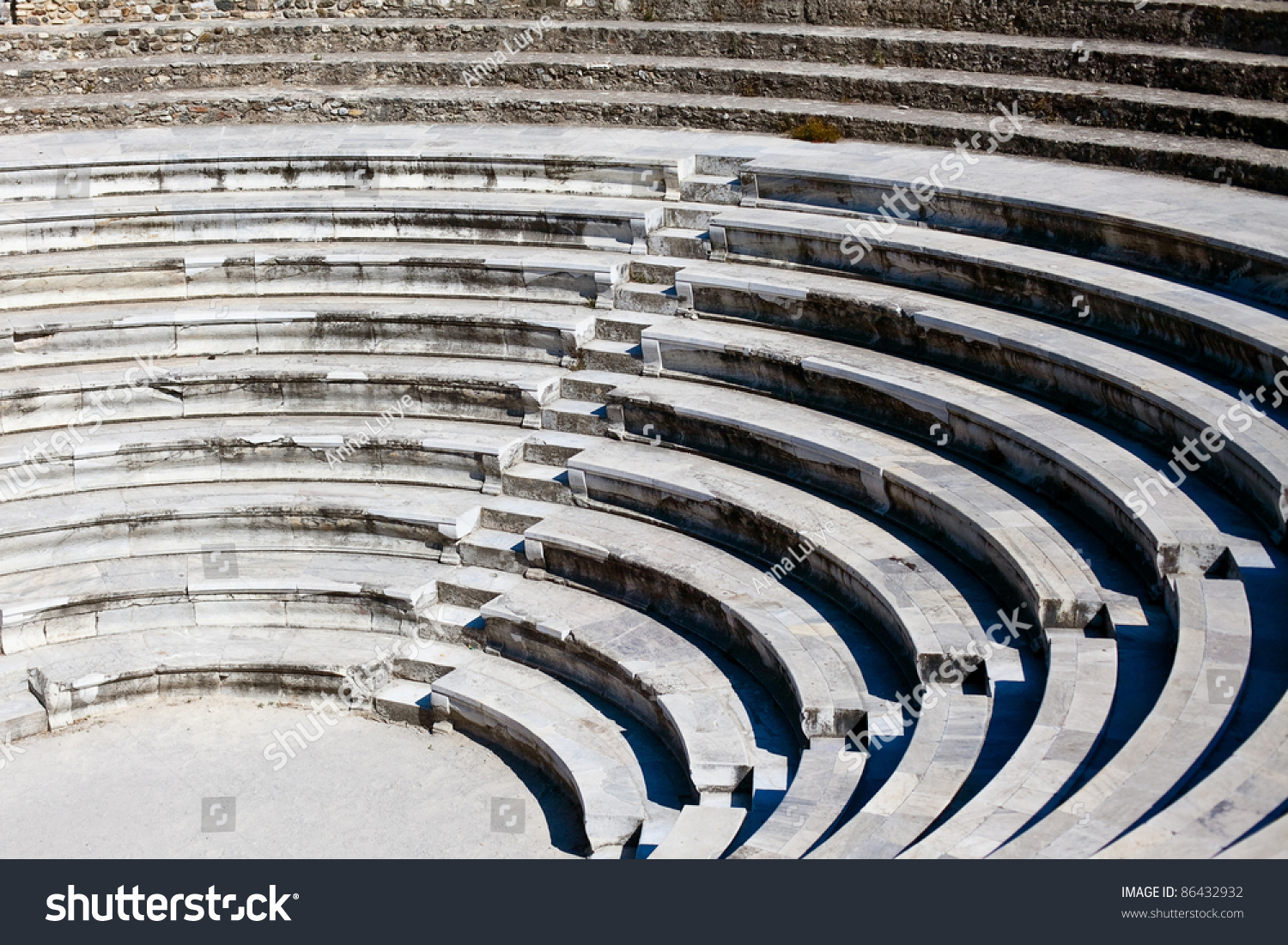 Old Curved Stairs Of Ancient Greek Amphitheater Stock Photo 86432932