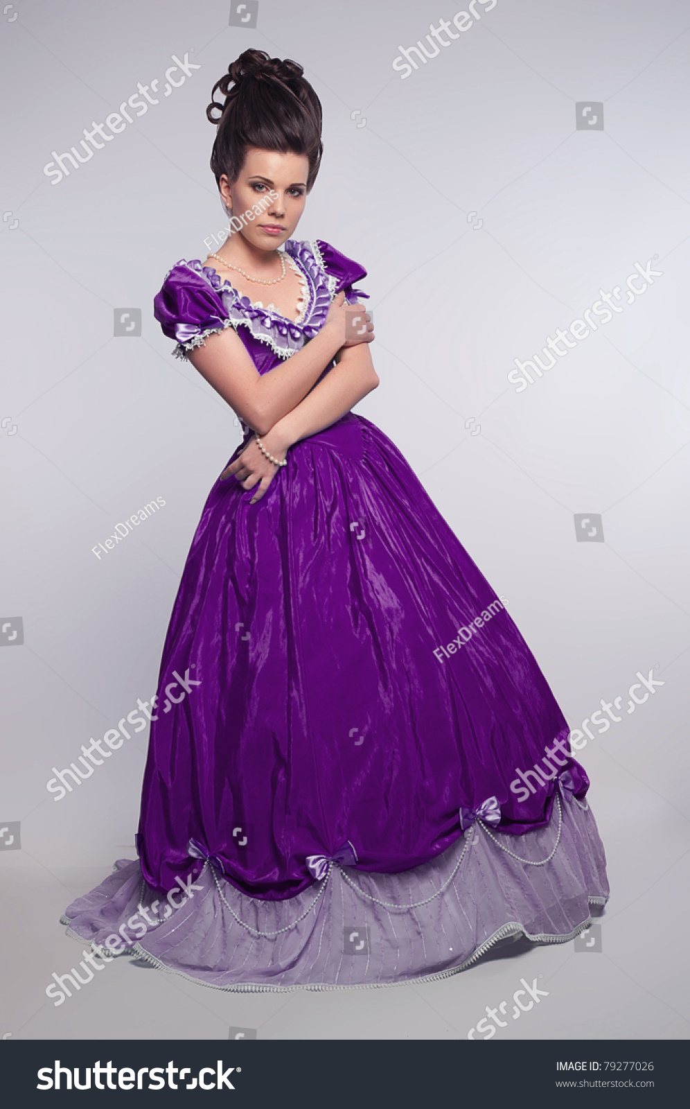 Old Fashioned Girl In Cyan Dress Stock Photo 79277026 : Shutterstock