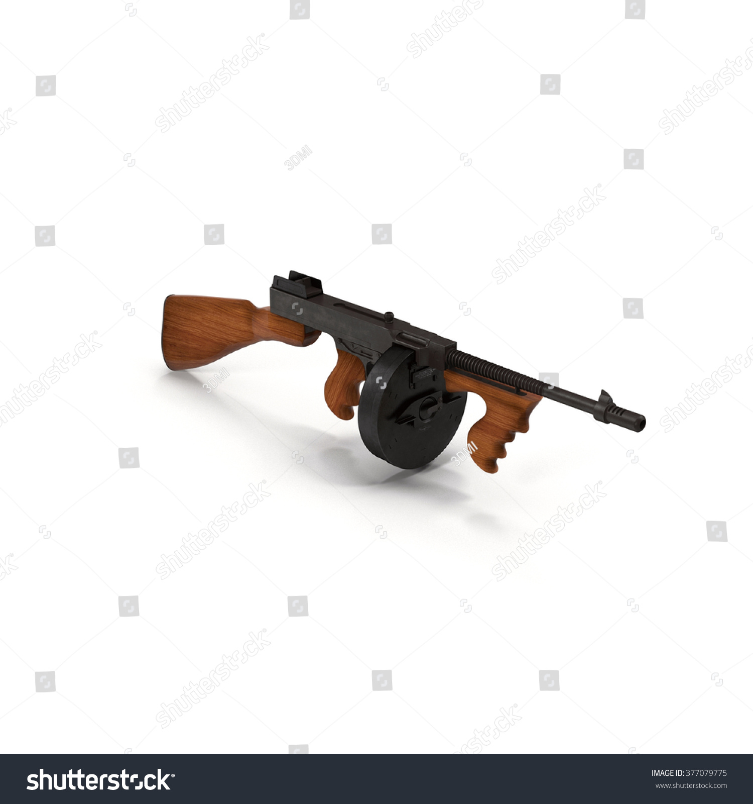 Old Gangsters Tommy Gun Isolated On Stock Illustration 377079775