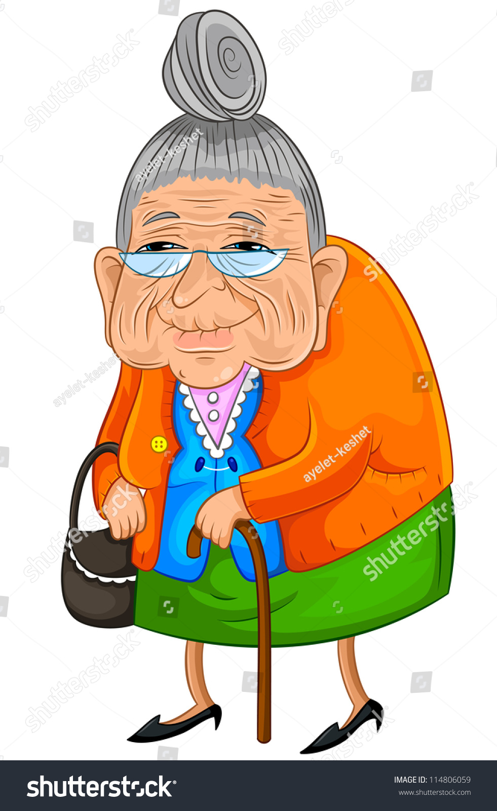 Old Lady Vector Version Available My Stock Illustration 114806059