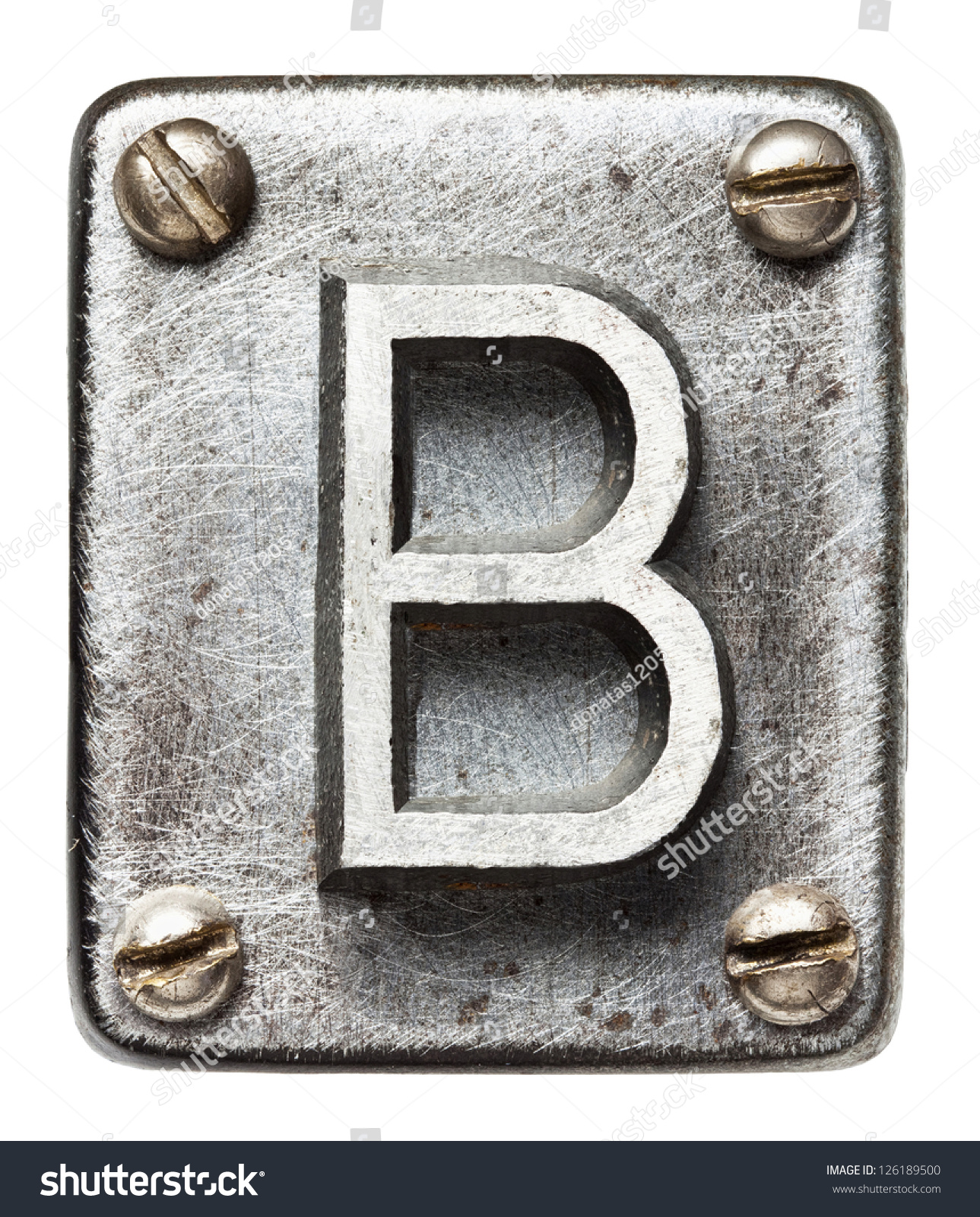 Old Metal Alphabet Letter B Stock Photo 126189500 : Shutterstock