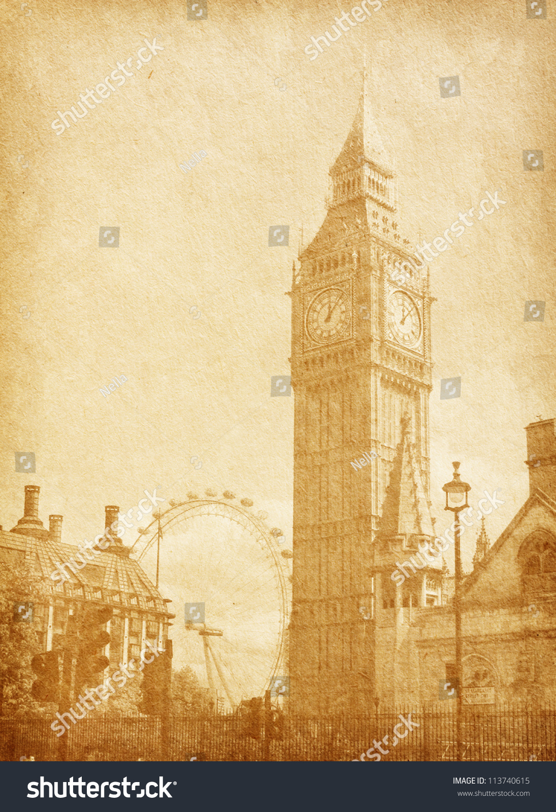 Old Paper Texture. London, Uk. View From Abingdon Street. Sepia Stock Photo 113740615 : Shutterstock