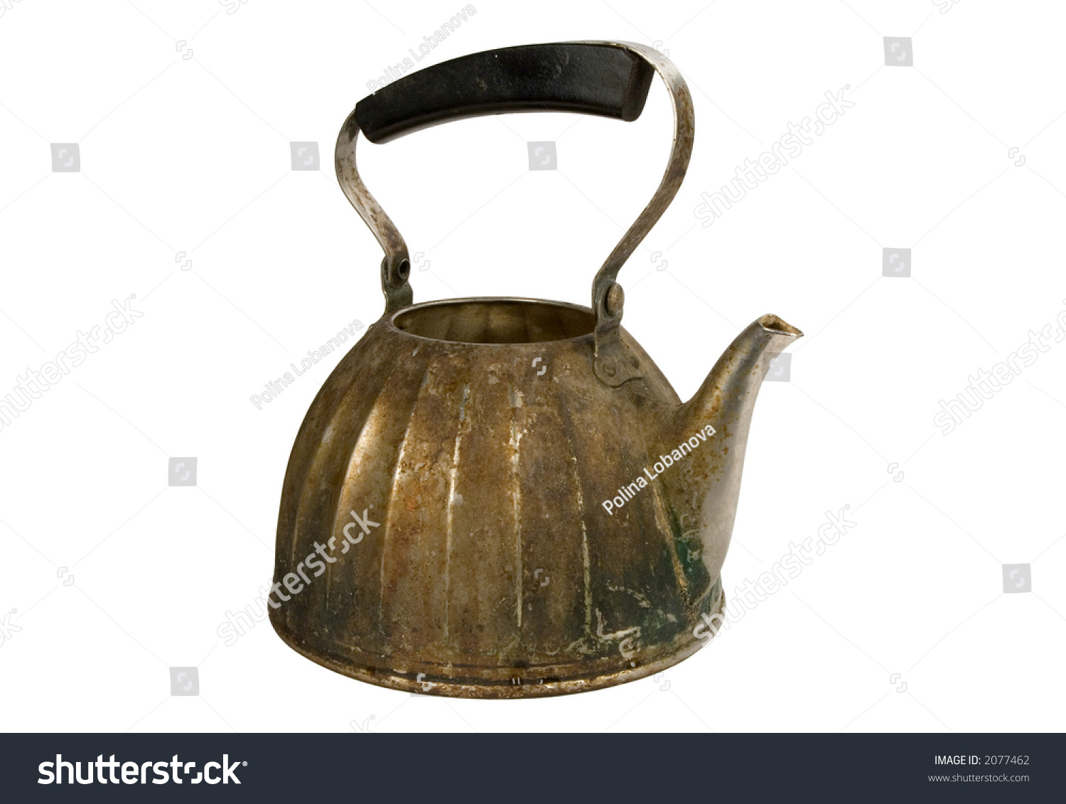 Old Rusty Kettle, Isolated On White, Clipping Path Included Stock Photo