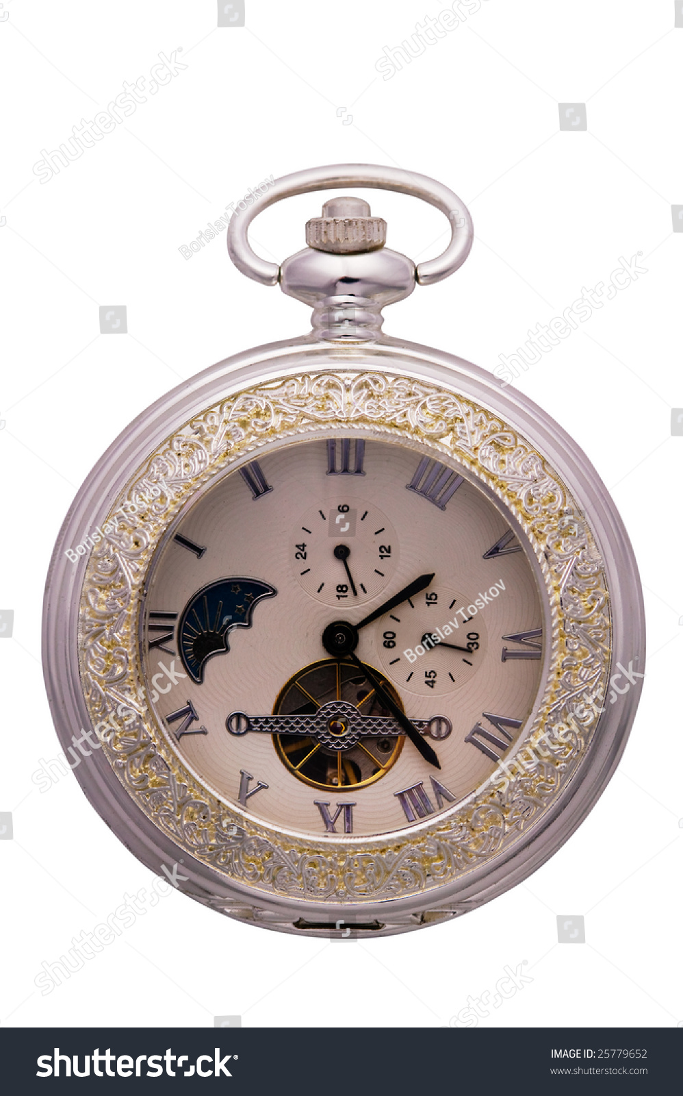 Silver Clock On White Background Stock Photo 25779652 Silver Clock On White Background Stock Photo 25779652