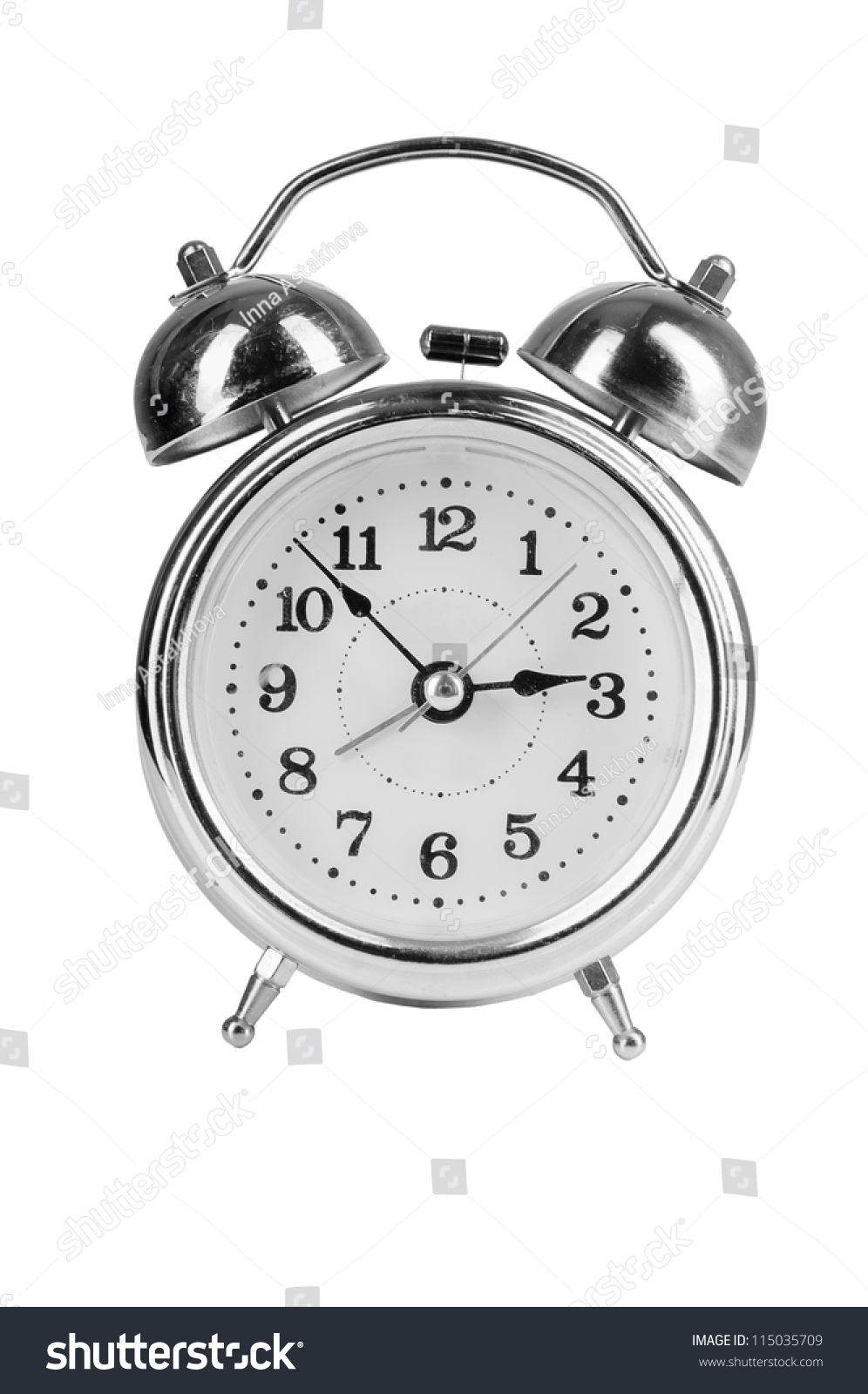 Style Alarm Clock Isolated On White Style Alarm Clock Isolated On White Stock Photo