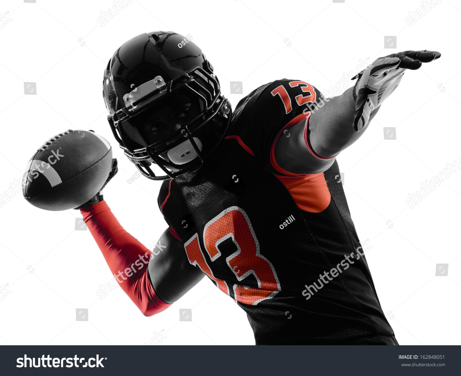 One American Football Player Quarterback Passing Stock Photo 162848051