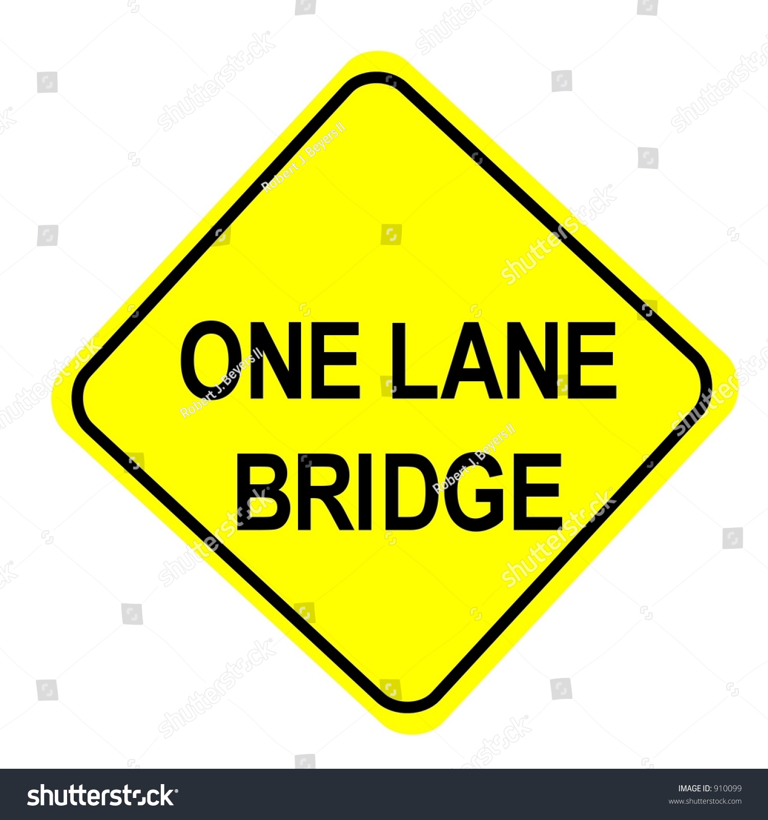 One Lane Bridge Sign Isolated Against Stock Illustration 910099