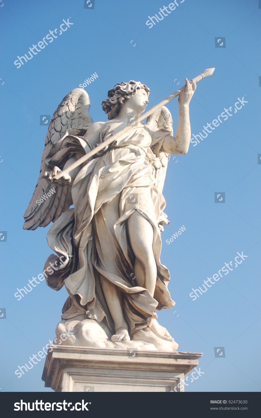 One Of The Angel Statues On The Famous Ponte Sant' Angelo Bridge In ...