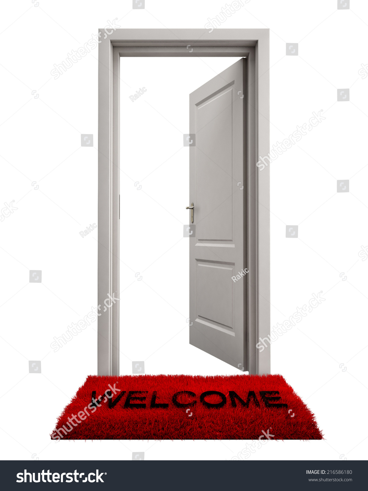 Open Door Welcome Mat Isolated On Stock Illustration ...

