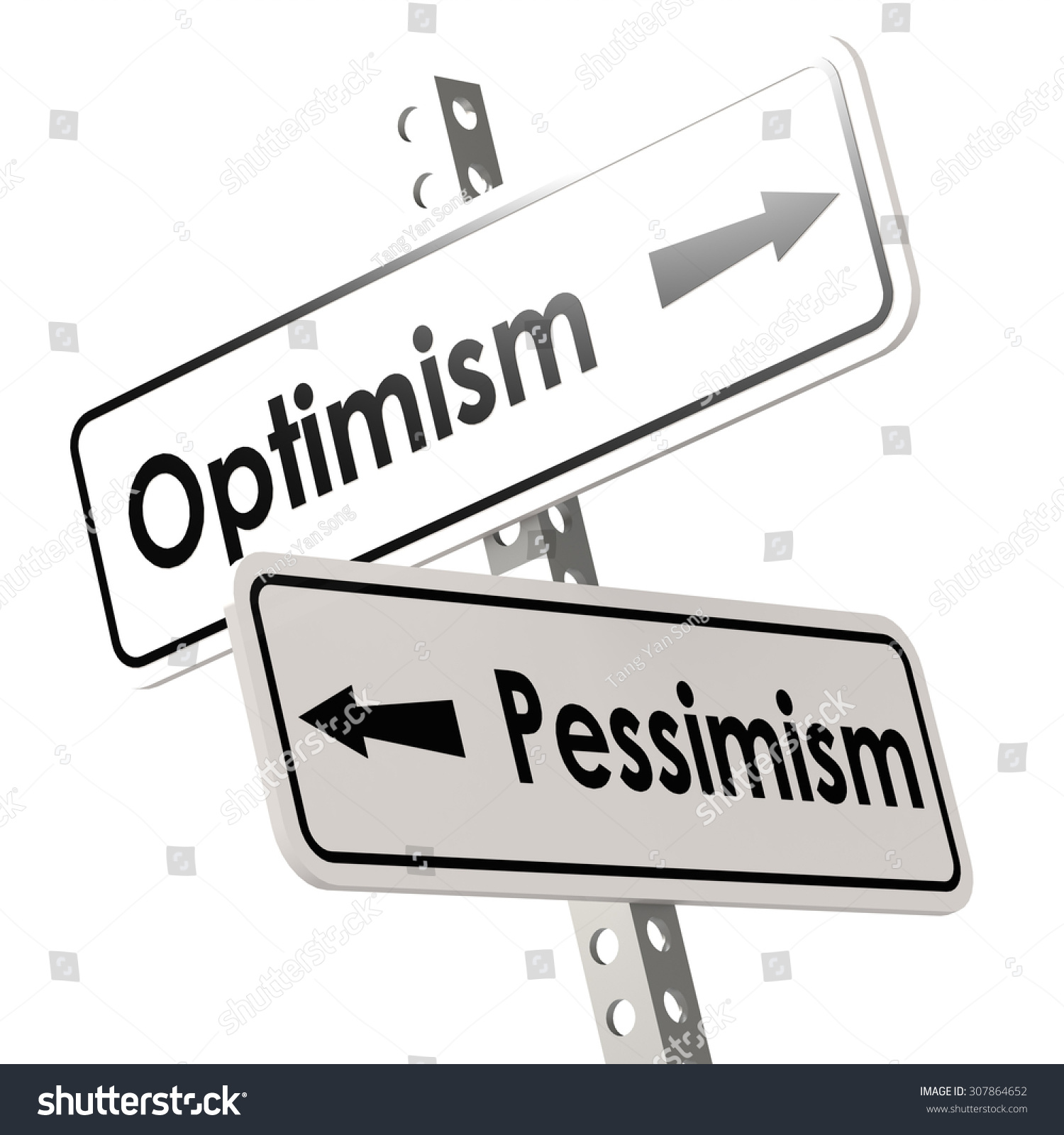 Optimism Pessimism Road Sign Image Hires Stock Illustration 307864652 ...