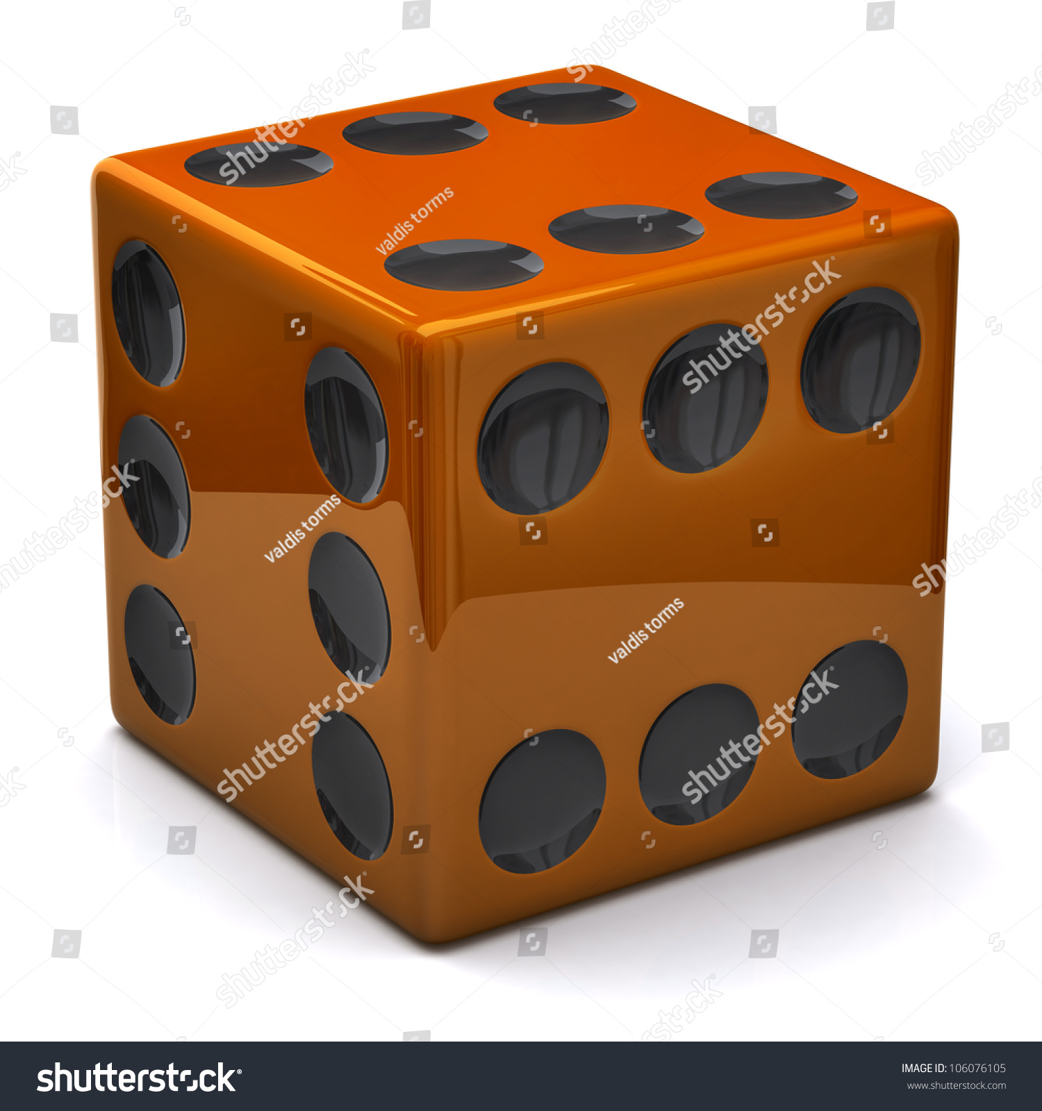 Orange Dice With Six On All Sides Stock Photo 106076105 Shutterstock