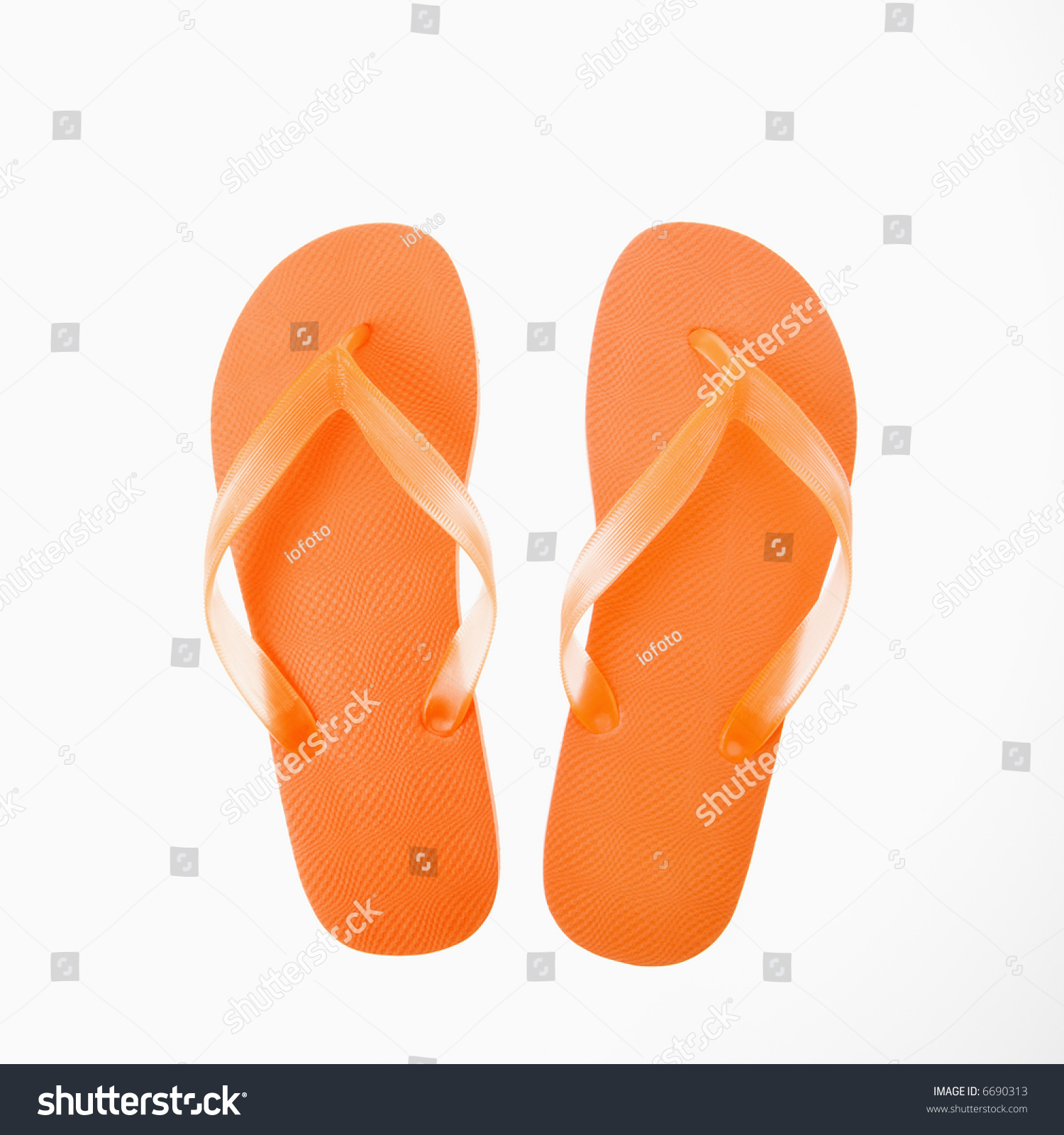 Orange Plastic Thong Flip Flops. Stock Photo 6690313