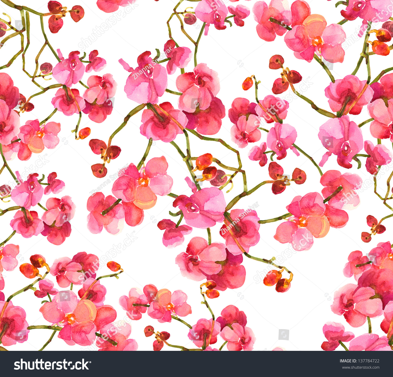 Orchid Seamless Pattern Stock Illustration 137784722 Shutterstock