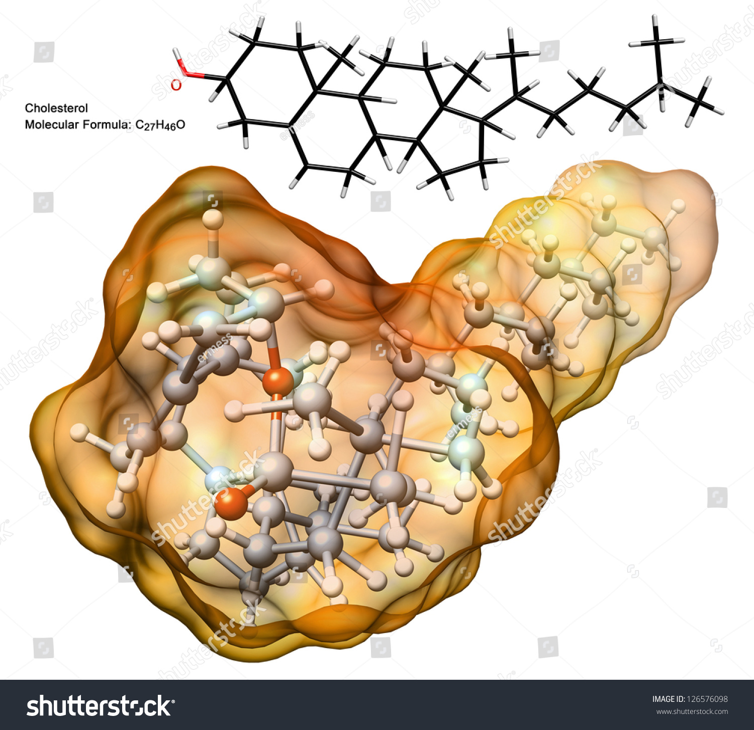 Organic Chemistry 3d Structure Of Cholesterol Molecule With Chemical