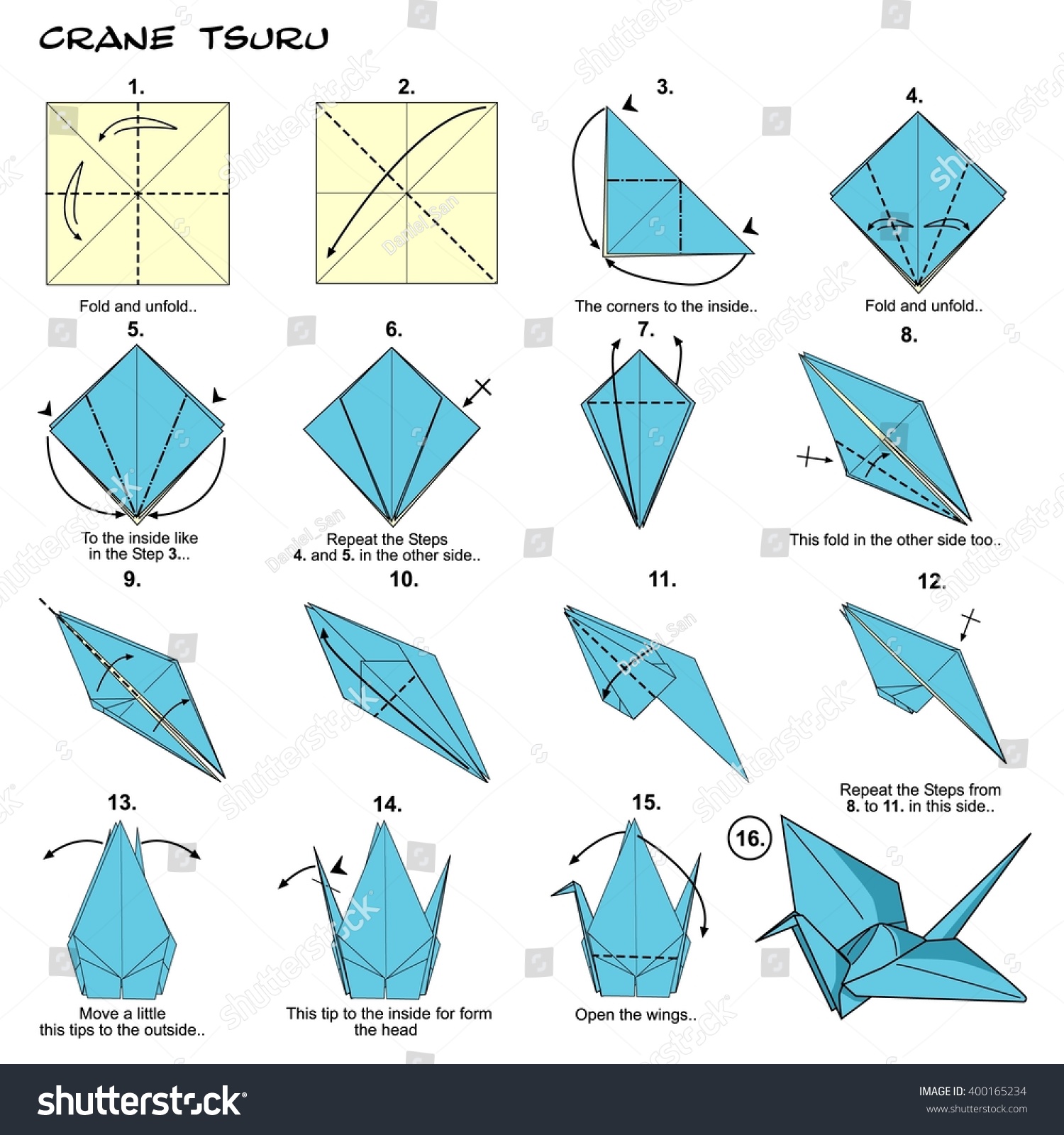 Origami Crane Steps Stock Photo 400165234 Shutterstock