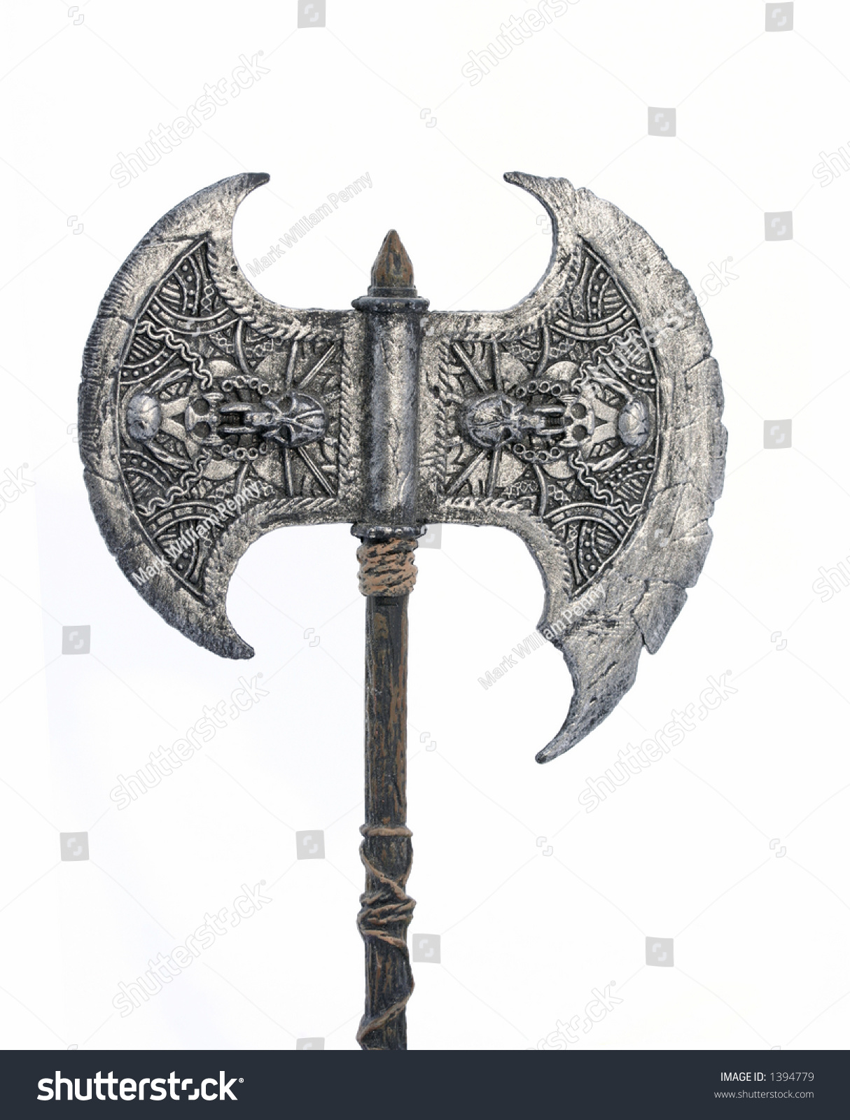 Ornate Double Headed Battle Axe Isolated Stock Photo 1394779