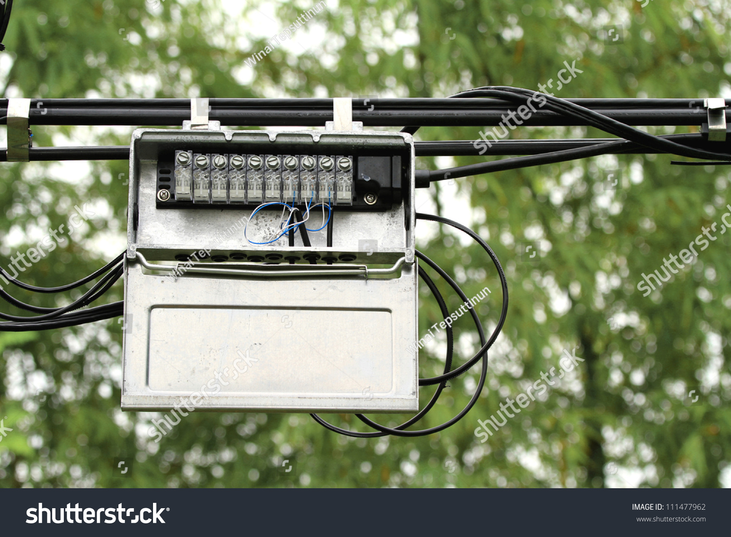 Outdoor Junction Box Of Telephone Cable Stock Photo