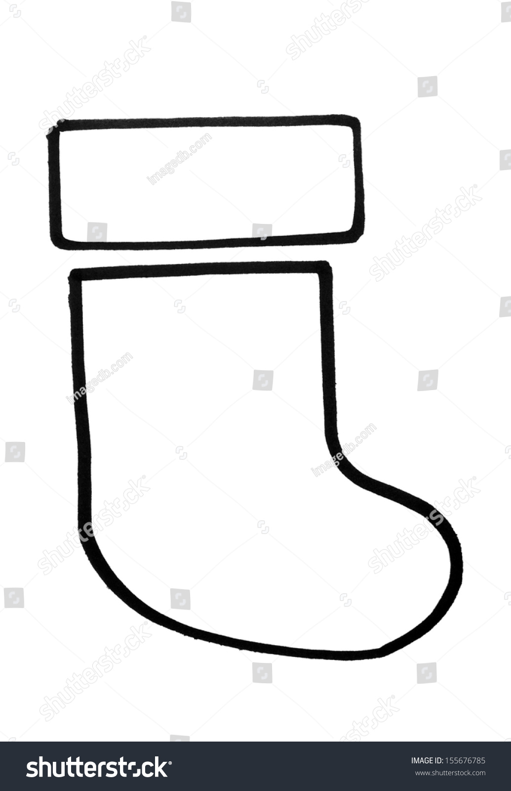 Outline Of A Christmas Stocking Stock Photo 155676785 ...