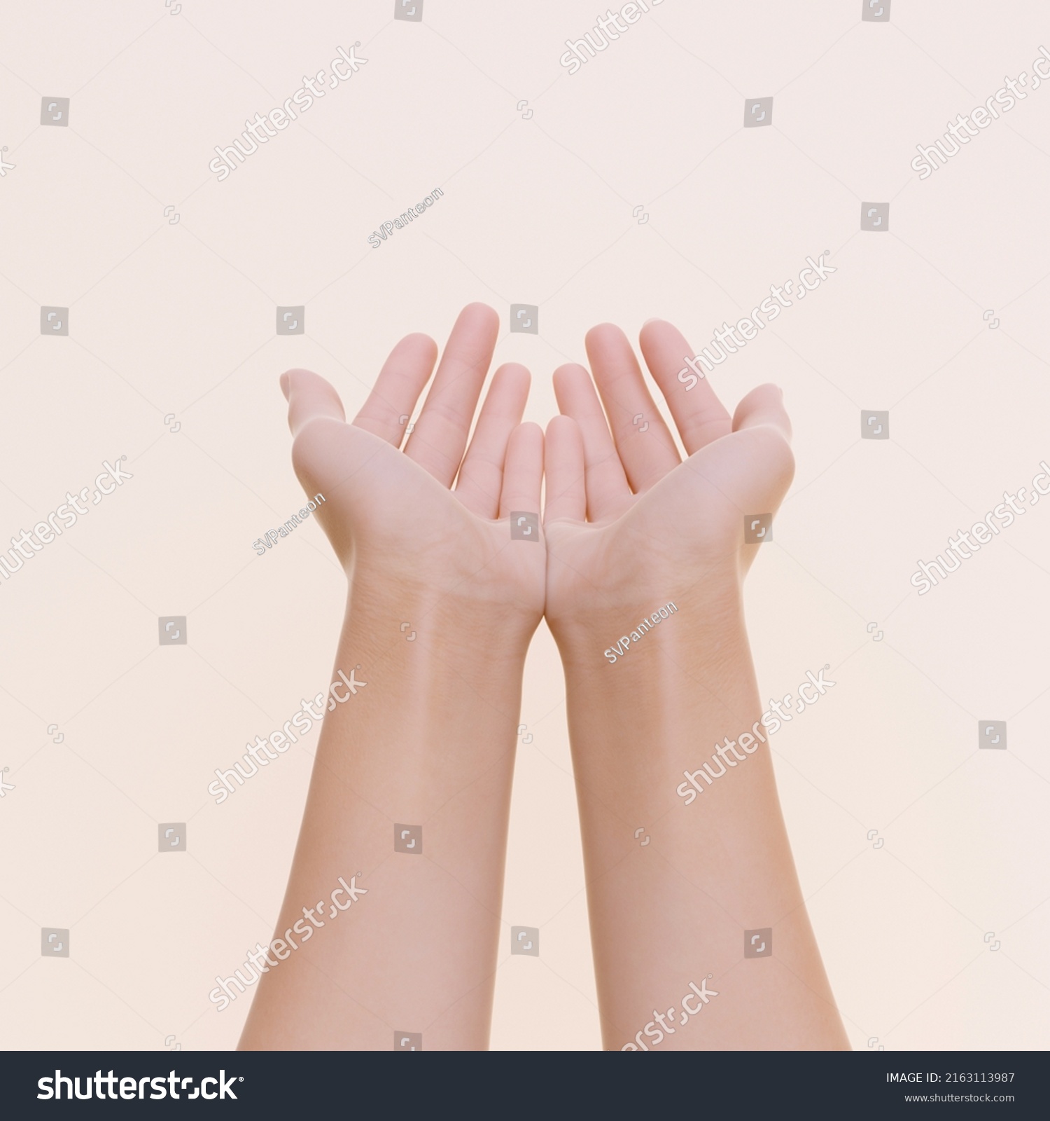 Outstretched Cupped Hands Presenting Gesture D Stock Illustration