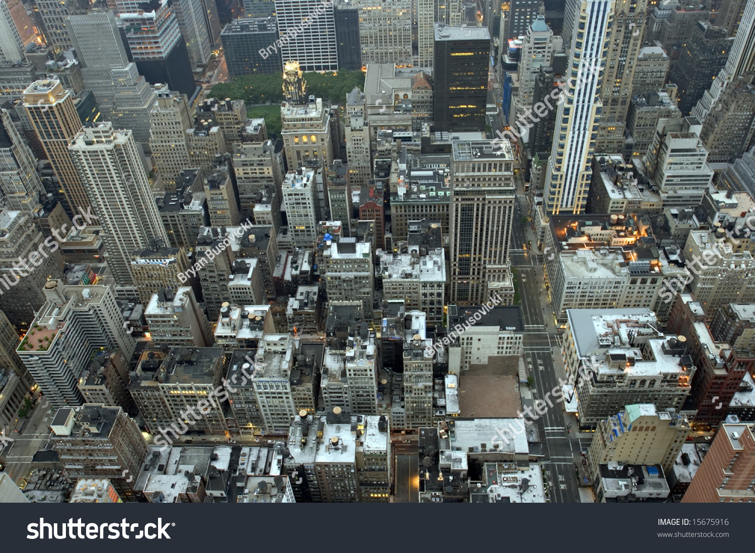 Overhead View Of Buildings In Midtown Manhattan In New York City In