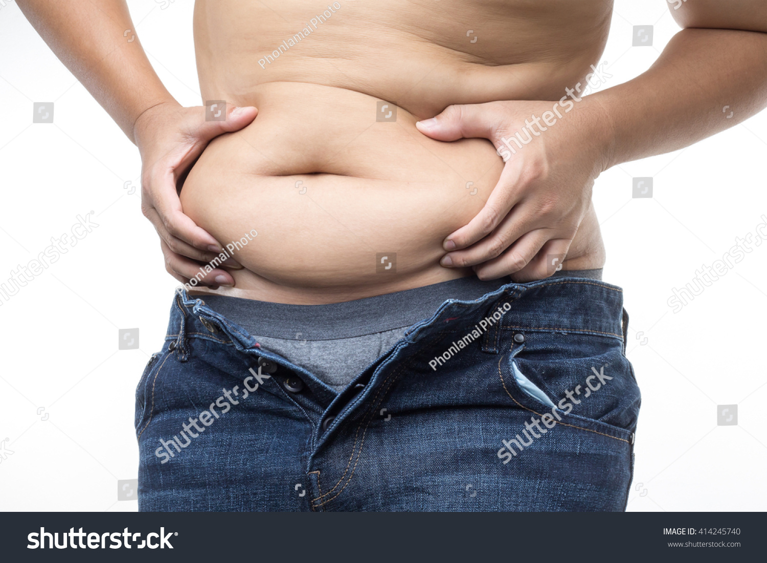 Fat Man Grabbing His Big Belly Stock Footage Video 1119085 