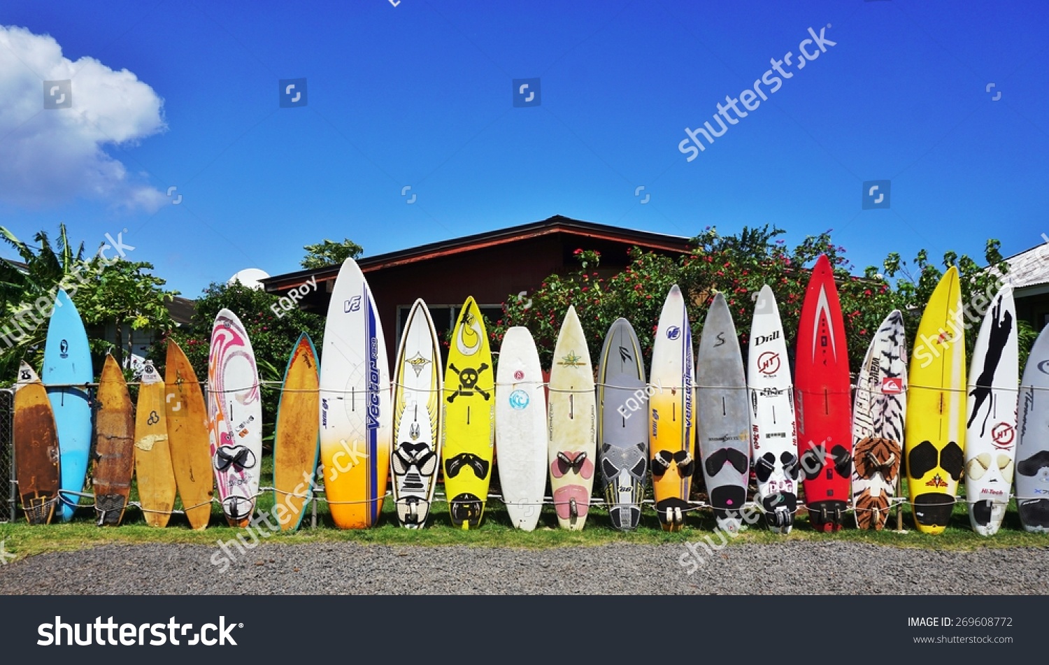 Paia, Hi 30 March 2015 Editorial Colorful Surfboards Are Lined Up In
