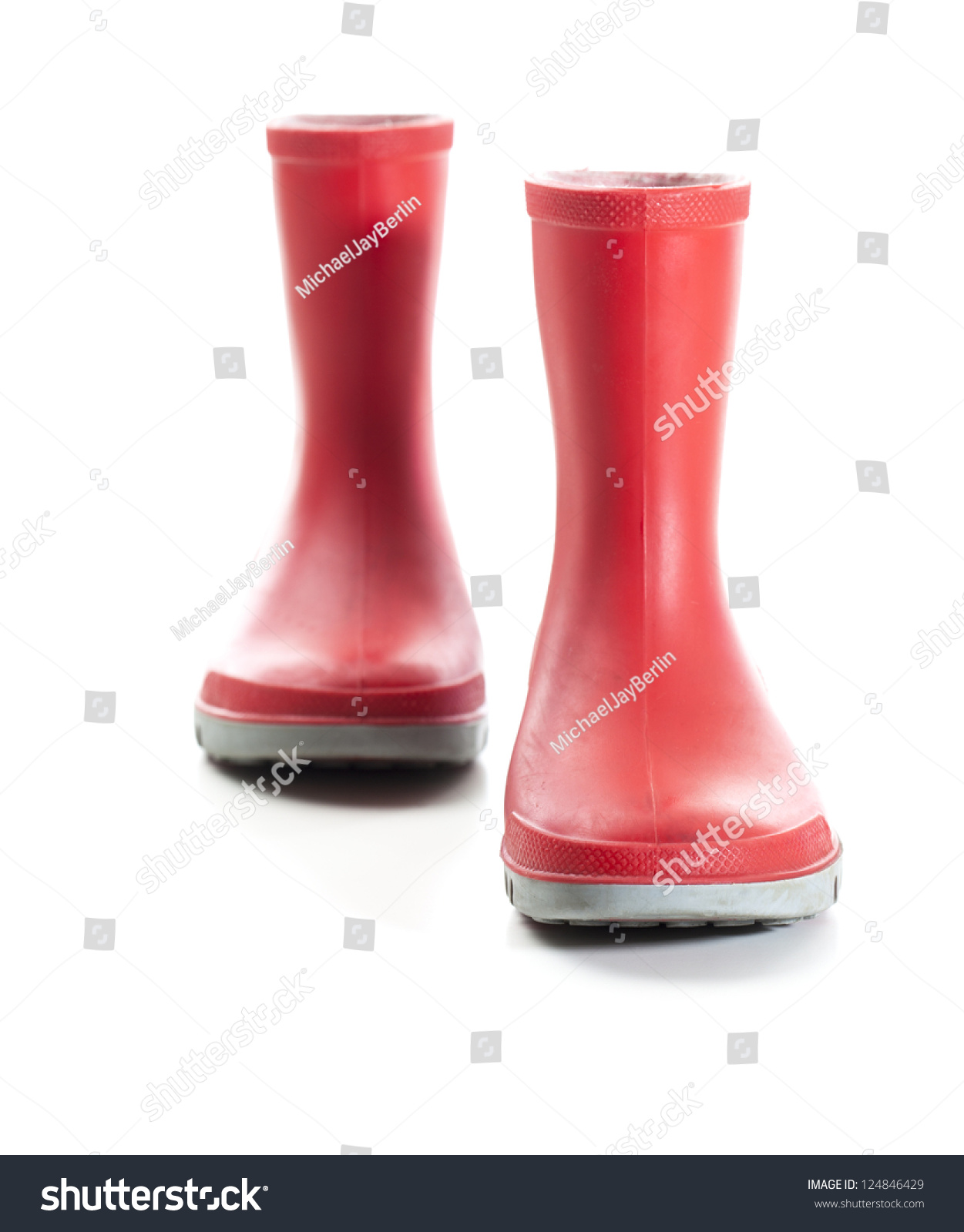 Pair Red Wellies Kids Size One Stock Photo 124846429 Shutterstock