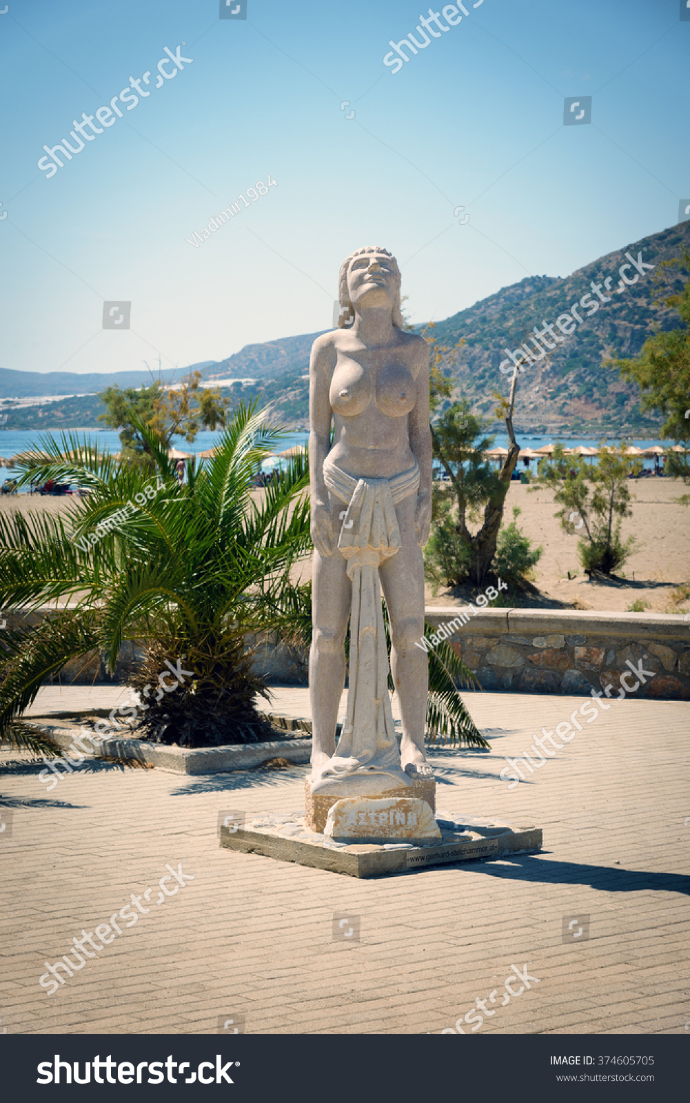 Paleochora Crete Greece August Sculpture Of Naked Woman Near My Xxx