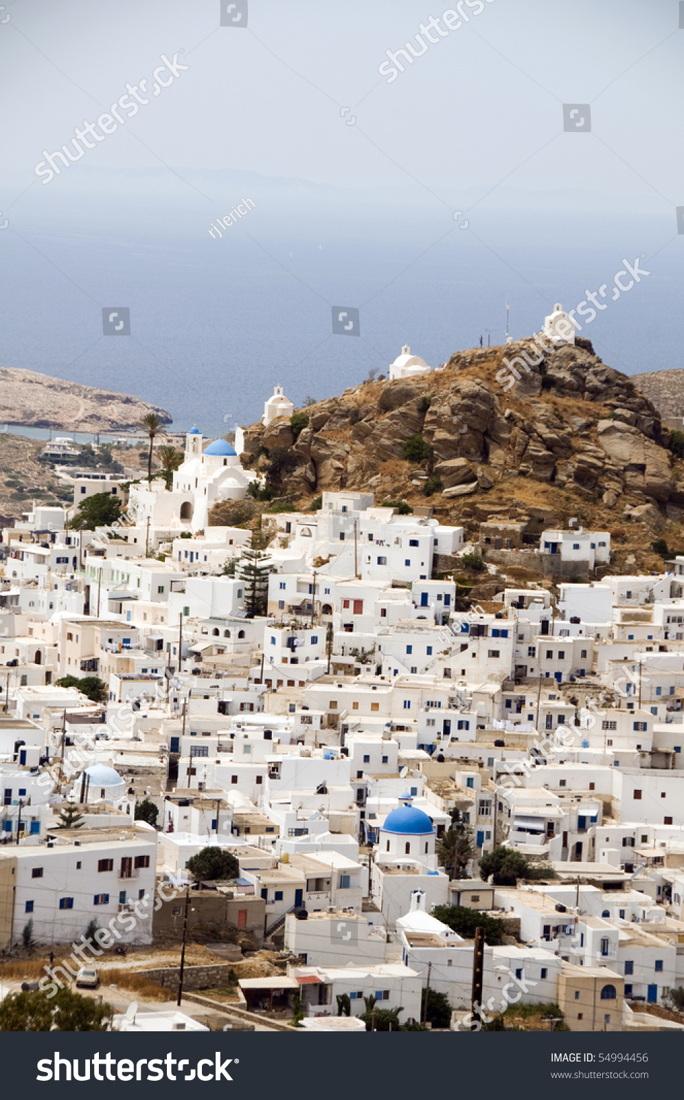 Panoramic Landscape Of Typical Greek Island Architecture White Washed