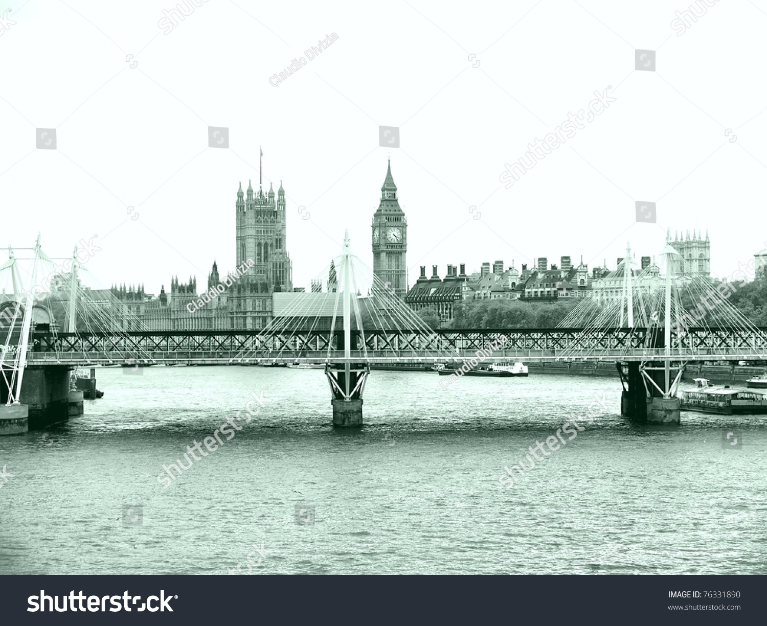 Panoramic View Of River Thames, London, Uk - High Dynamic Range Hdr 