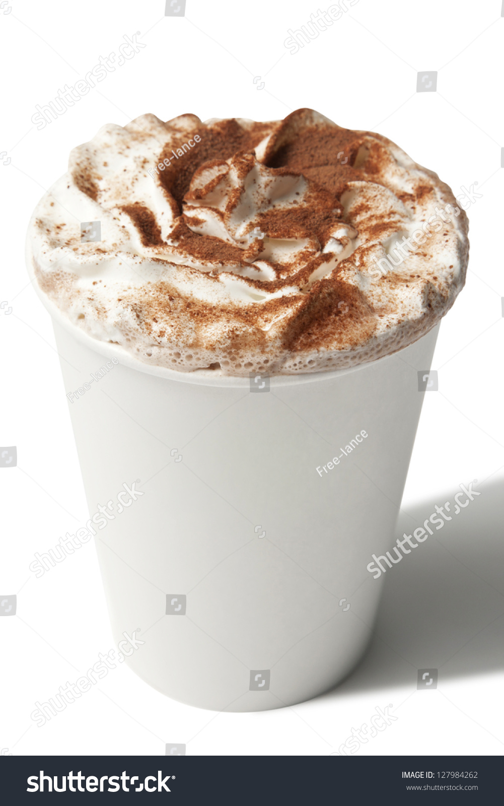 Paper Cup With Hot Coffee Drink Isolated On White Stock Photo