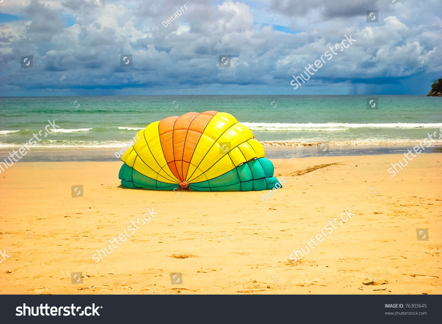 Parachute On The Beach To Attract Tourists Stock Photo 76303645