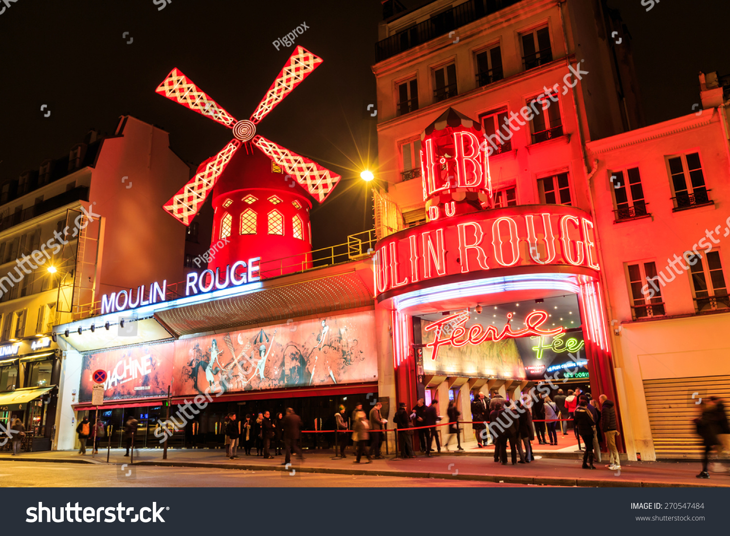 Paris, France - March 15, 2015: The Moulin Rouge By Night. Paris 