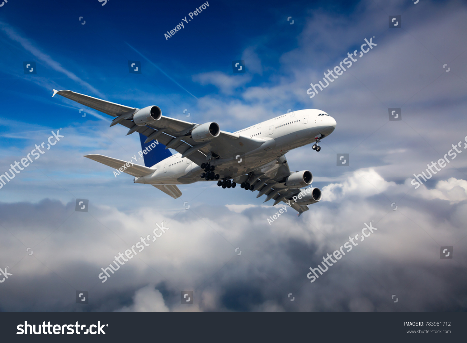 Passenger Double Decker Plane Flight Aircraft Stock Photo