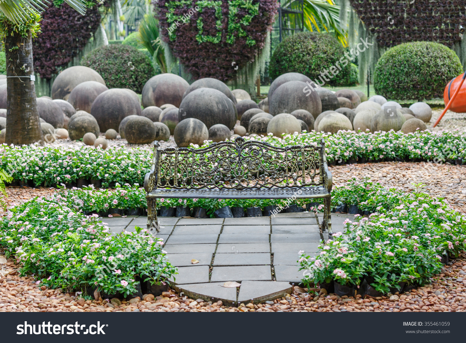 pattaya chonburi dec,27 : the bench garden in beautiful garden pattaya chonburi dec,27 : the bench garden in beautiful garden