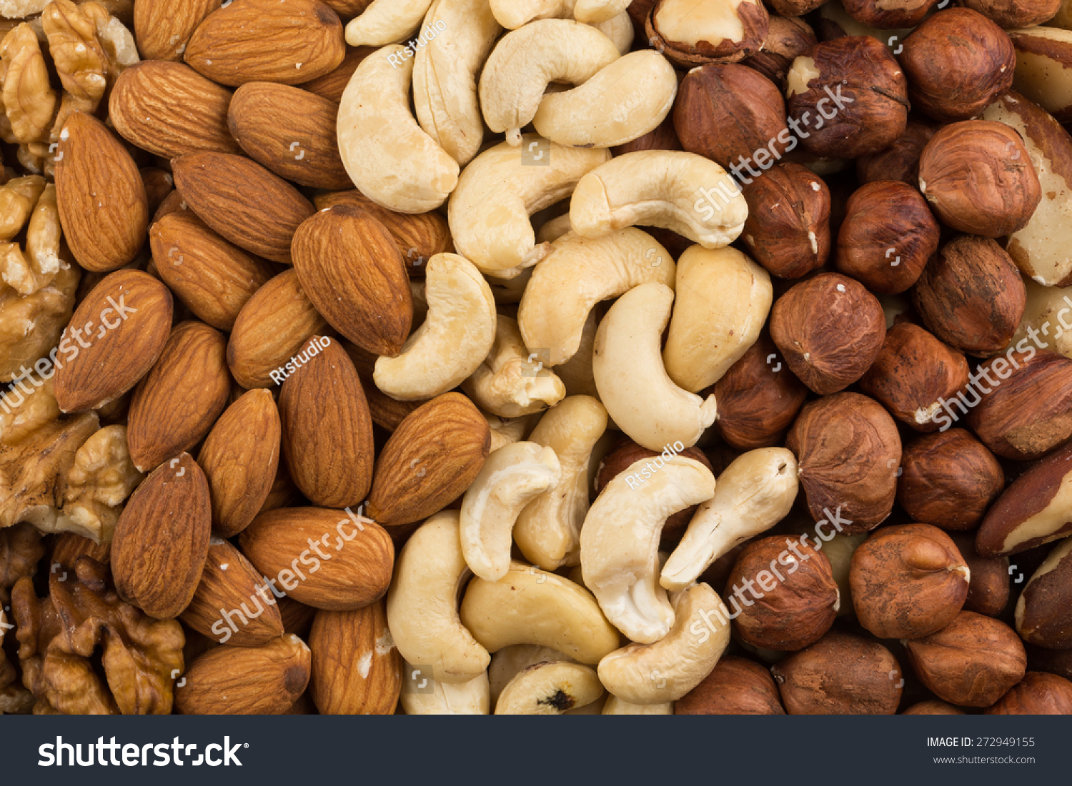 Peanuts, Walnuts, Almonds, Hazelnuts, Brazil And Cashews Nuts Mixed ...