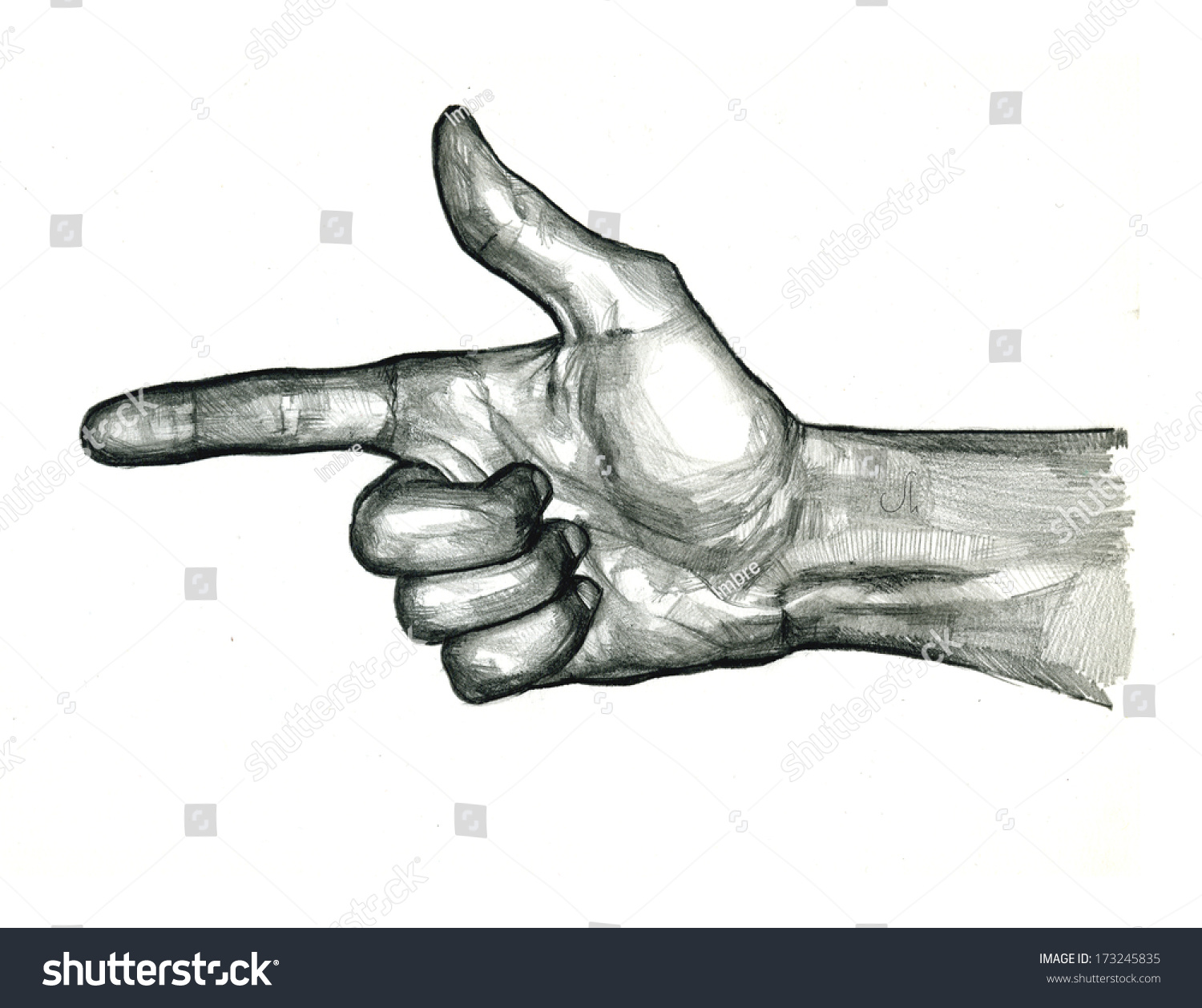 Pencil Drawing Of Finger Gun Stock Photo 173245835 Shutterstock