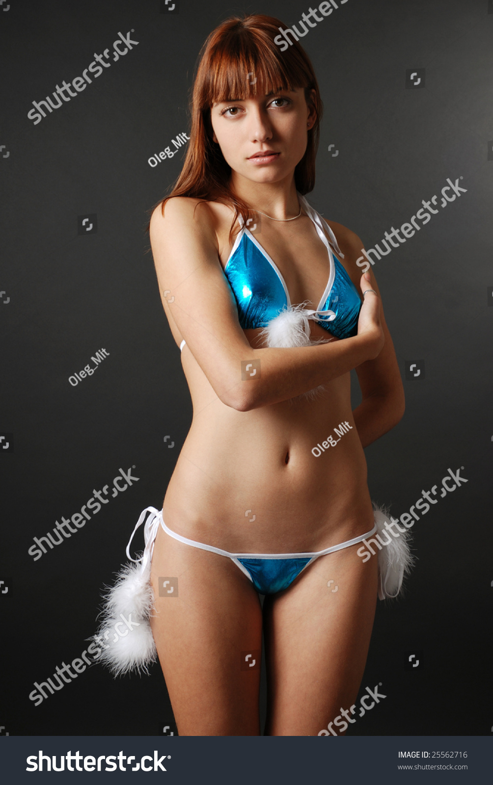 Penetrating Look Seminude Woman Bikini Decorated Stock Photo Shutterstock