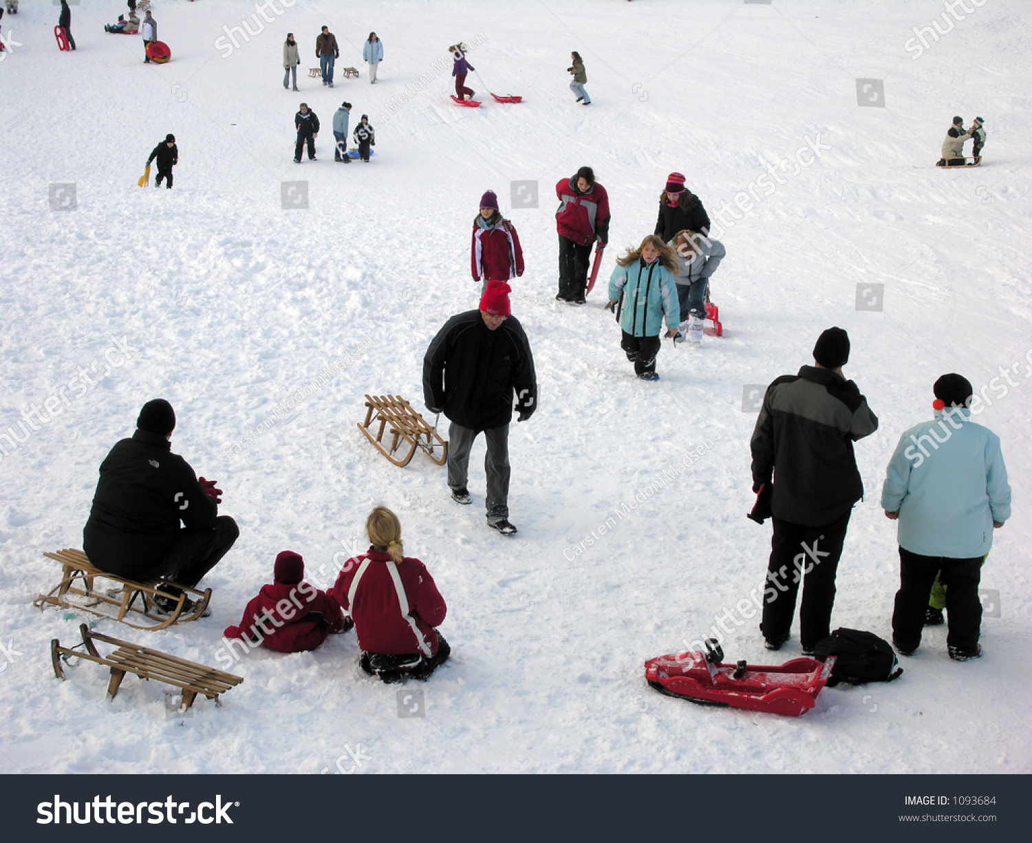 People Playing In The Snow Stock Photo 1093684 : Shutterstock